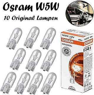 10x Original Osra.m W5W 12V 2825 Standard Ersatz Halogen Birne für Standlicht Positionslicht Bremslicht Hecklicht Innenlic...