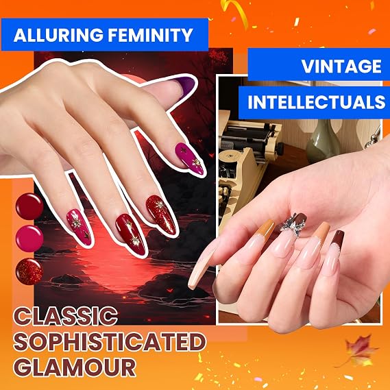 Beetles 110 PCS Gel Nail Polish Set, 100 Colors Infinite Inspiration All Season Red Brown Green with Blooming 15ml Clear Uv Led Blossom Fall Halloween Nails for Spreading