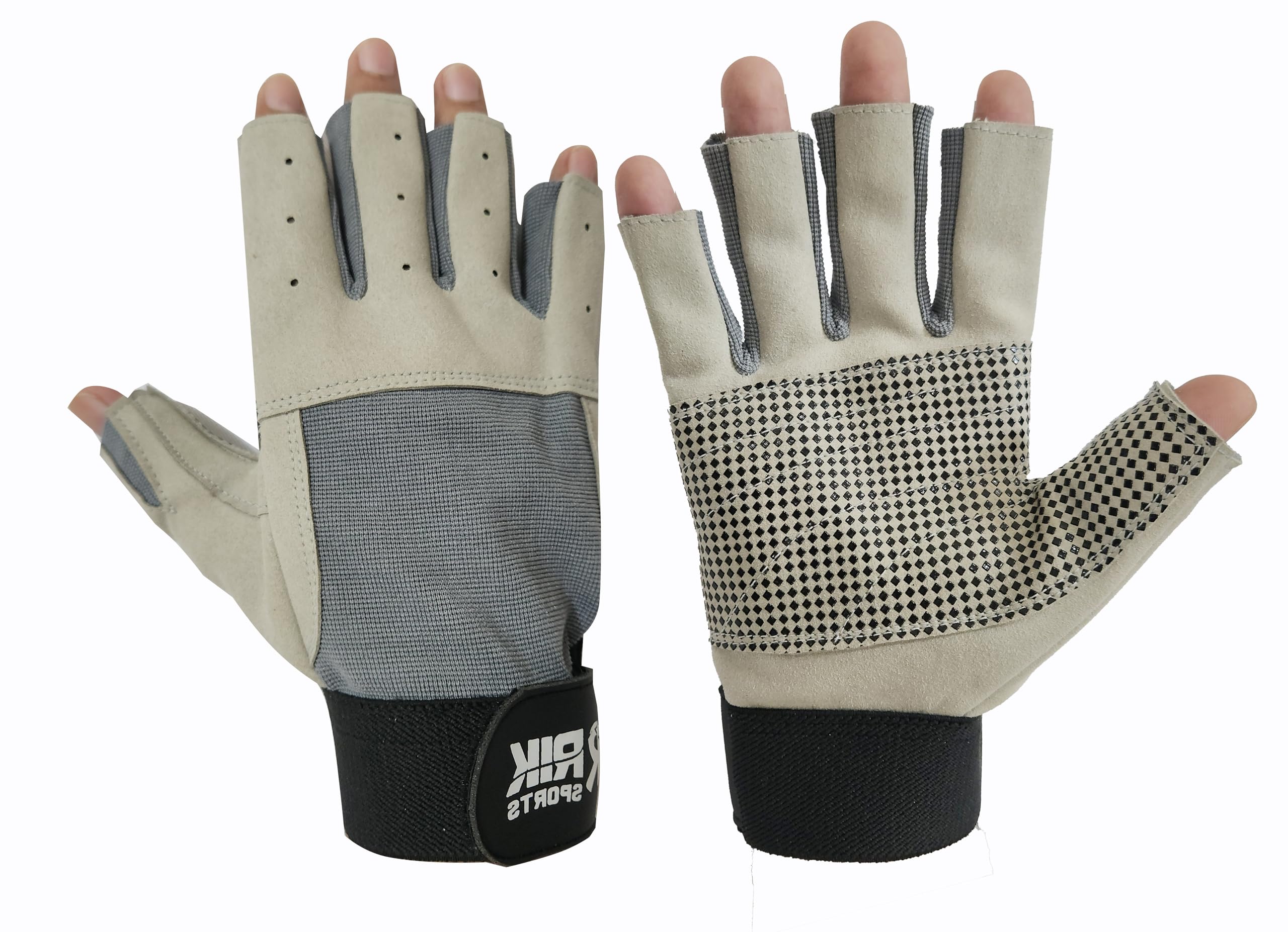 Sailing 3/4 Finger Silicon Grip Short Finger Gloves for Diving, Marine Yachting Water Sports Jet Skiing Stand-Up Boarding, Fishing Kayaking Rowing Men, Women & Youth Workout Gear, Grey