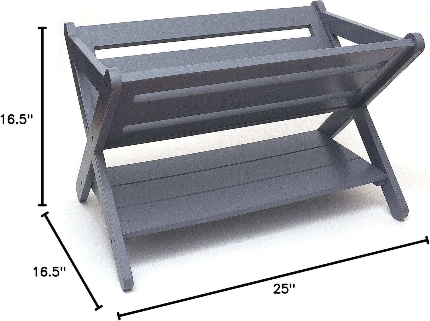 Lipper International Kids' Book Caddy with Shelf, Gray 25" x 16 3/4" x 16 3/4" - Image 2