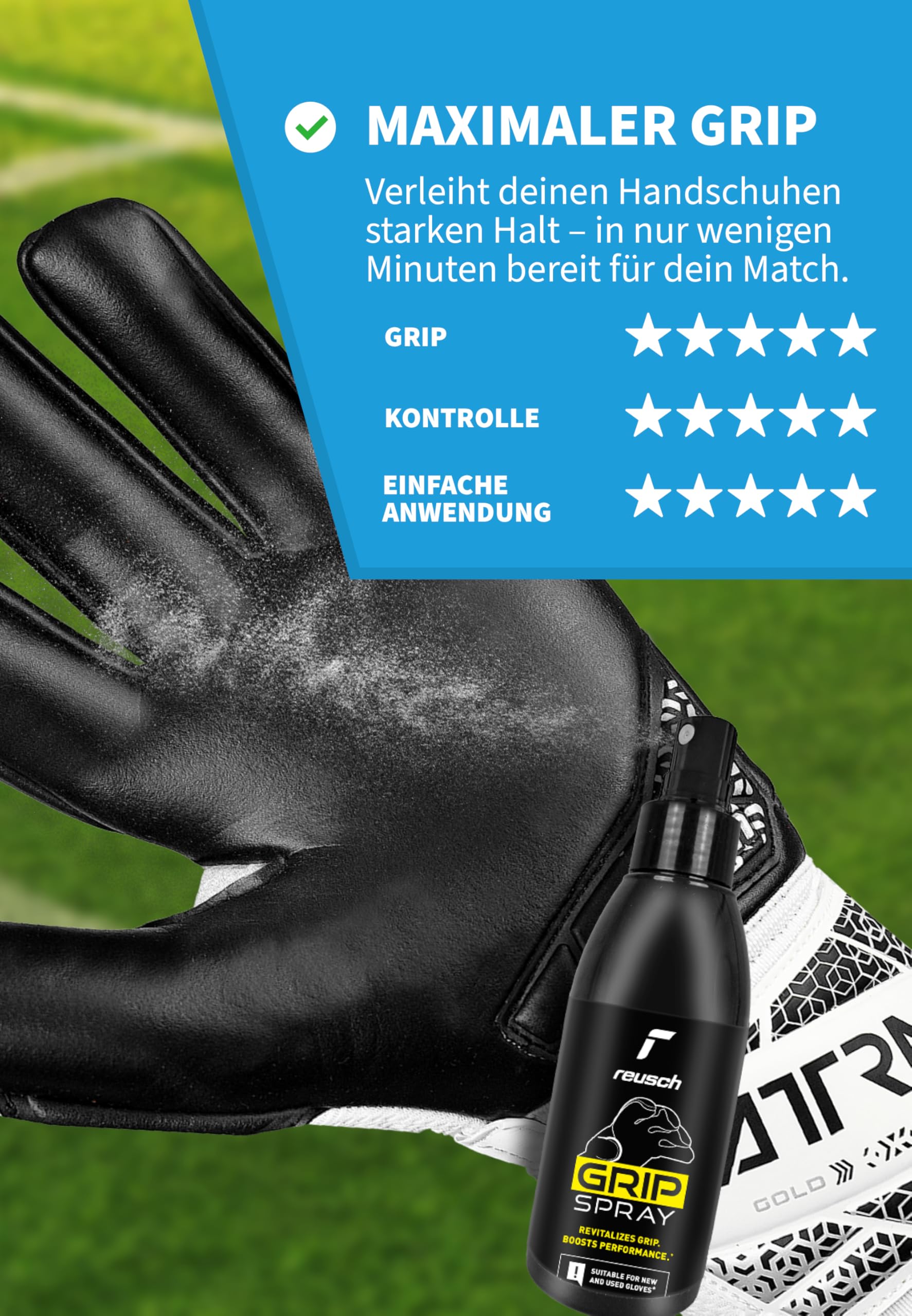Reusch Torwarthandschuhpflege-Set für Torhüter | reinigt, erfrischt, verbessert den Grip & verlängert die Lebensdauer der Torwarthandschuhe | Top-Leistung im Training & Spiel | Glove Care Kit x3