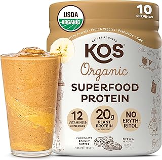 KOS Vegan Protein Powder, Chocolate Peanut Butter - Low Carb Pea Protein...