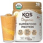 KOS Vegan Protein Powder, Chocolate Peanut Butter - Low Carb Pea Protein Blend, USDA Organic Superfood with Vitamins & Minerals - Keto, Soy, Dairy Free - Meal Replacement for Women & Men - 10 Servings