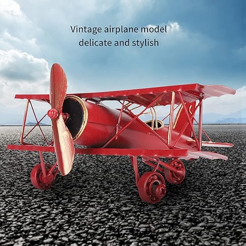 Miniatura 2 de Modelo de avión retro, modelo de avión de metal rojo, juguete modelo de avión, 8.3 x 7.1 x 3.0 in, juguetes voladores altamente simulados, para