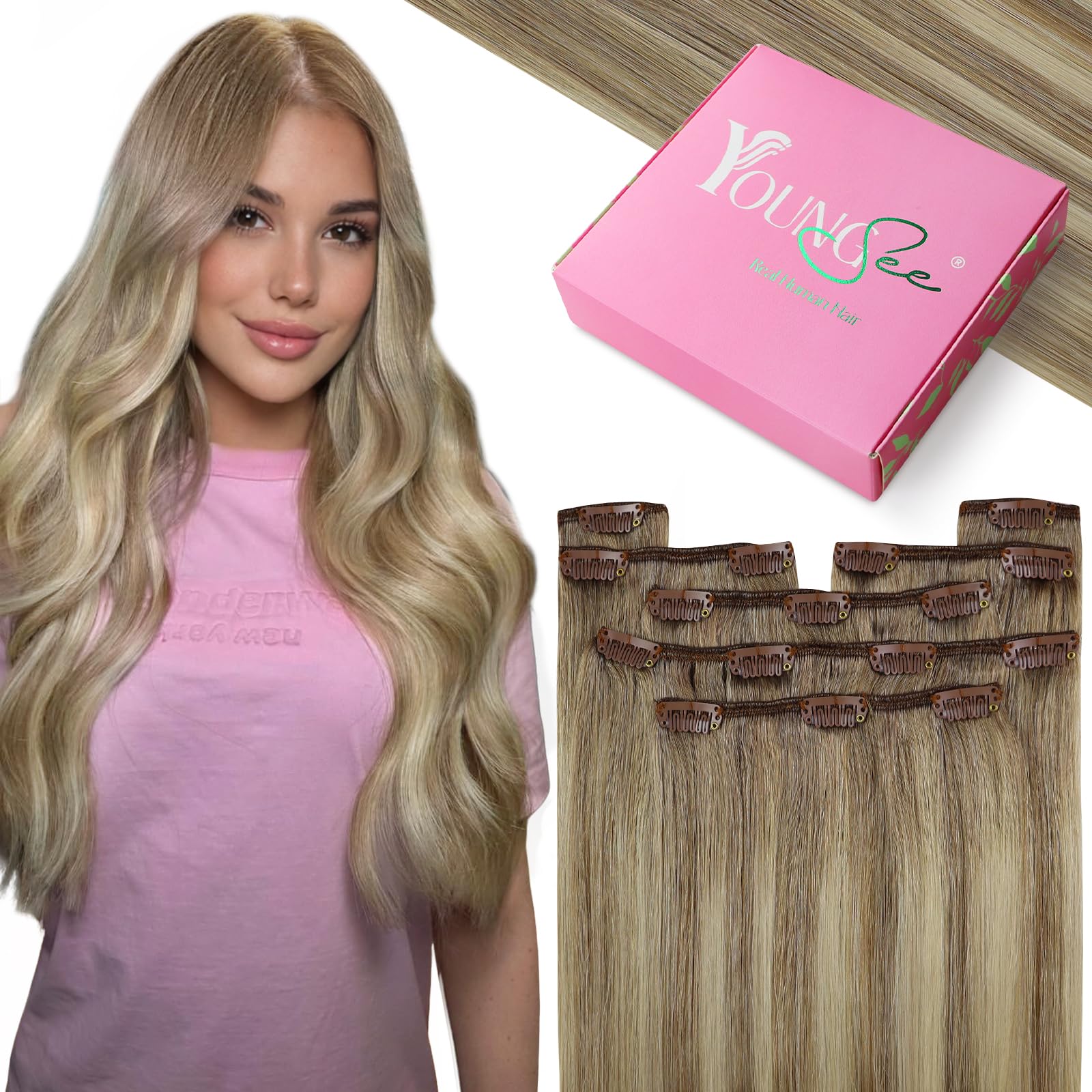 YoungSee Tape Hair Extensions Platinum Blonde 16In Tape in Hair Extensions Real Human Hair for Women 20pcs 50g Easy to Wear Hair Tape-in Extensions Blonde — view 49