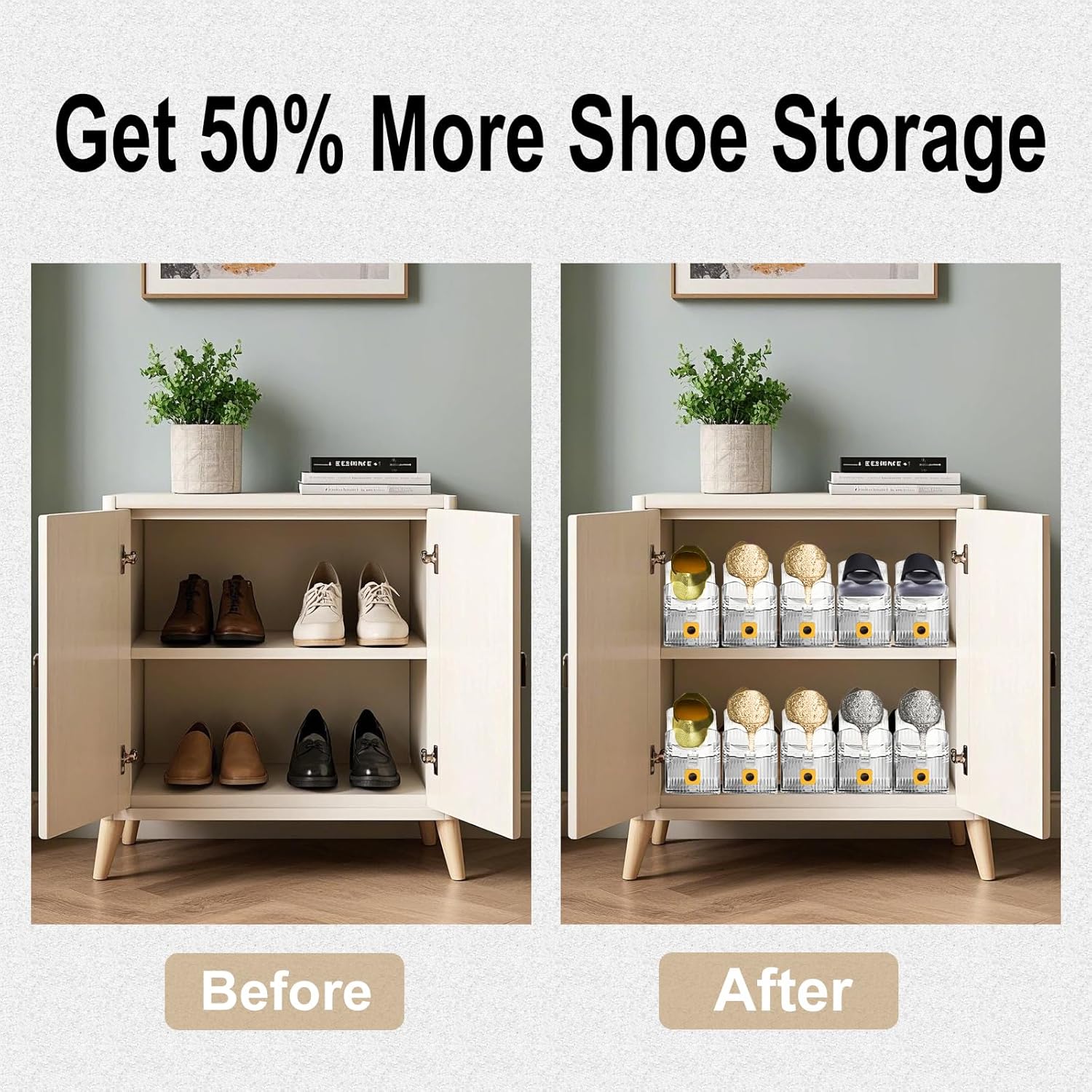 Clear Shoe Slots Organizer 20Pack Shoe Stacker Rack Organizer for Closet Adjustable Shoes Holders Space Saver Zapateras Organizers