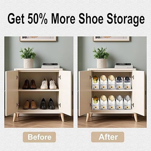 Miniatura 3 de Organizador transparente para zapatos, 12 unidades, apilador de zapatos, organizador para armario, soportes ajustables para zapatos, ahorradores de