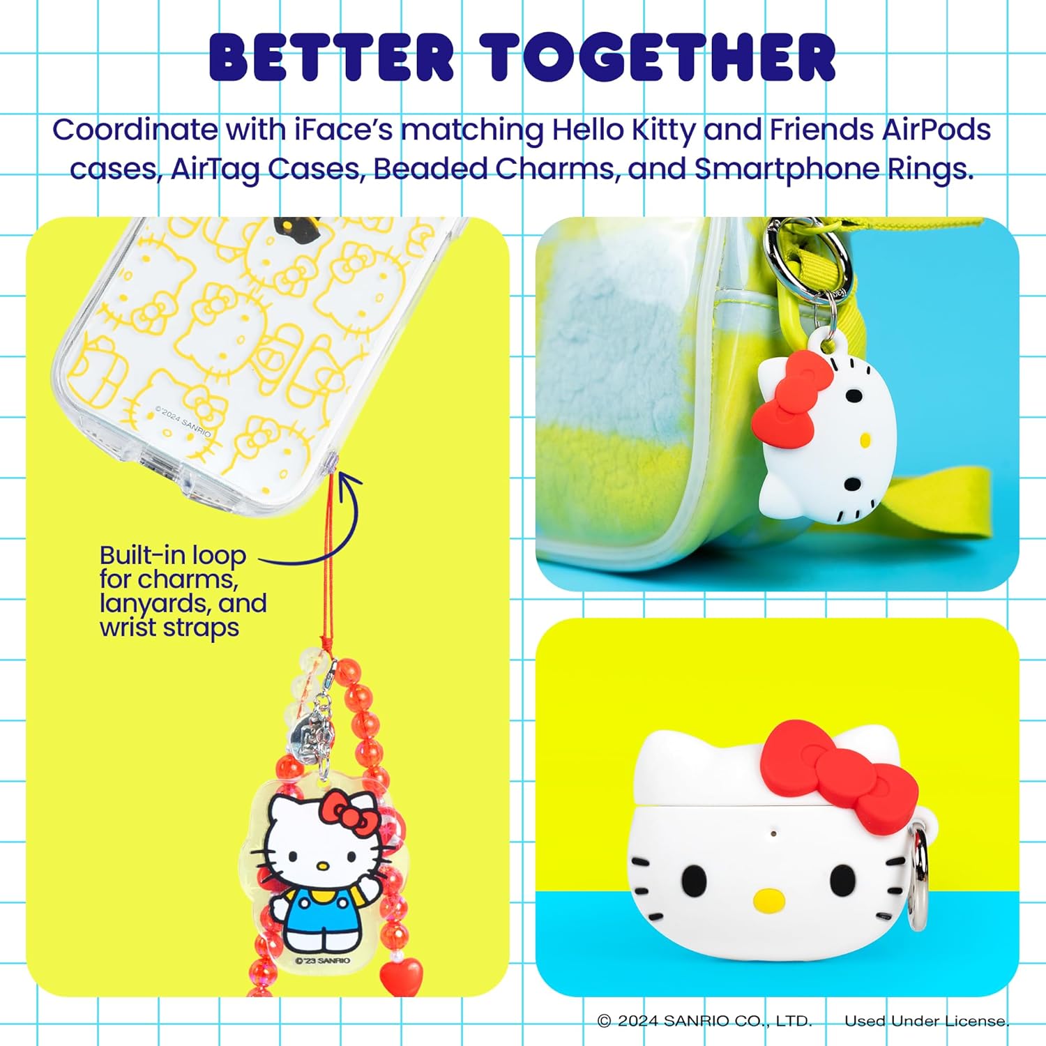iFace Hello Kitty and Friends Clear Compatible with iPhone 15 Pro Max Case [Look in] Drop Tested Hybrid Cell Phone Grip Cover – Hello Kitty
