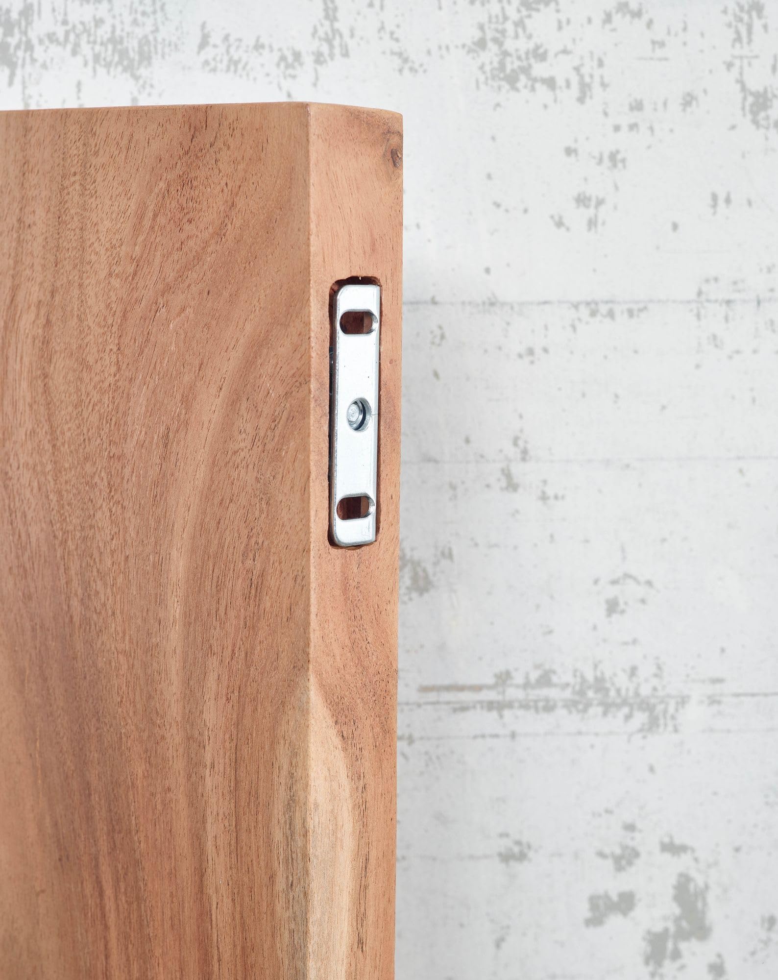 FineBuy Estantería de Pared 100 cm Moderna Madera Maciza de Acacia | Estante Colgante de Flotación Libre Rectangular con Borde de Árbol | Estantería flotante de madera auténtica con borde natural, estilo rústico, hecho a mano, único