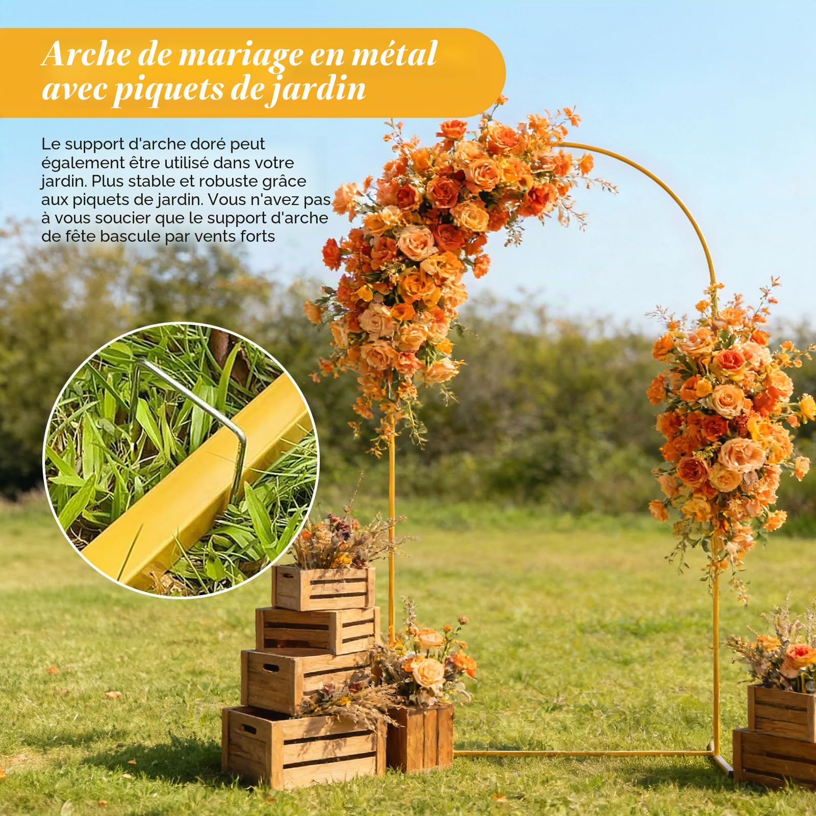 Support De Fond pour Arche De Mariage De 1,8-2,2 M,Arche en Métal