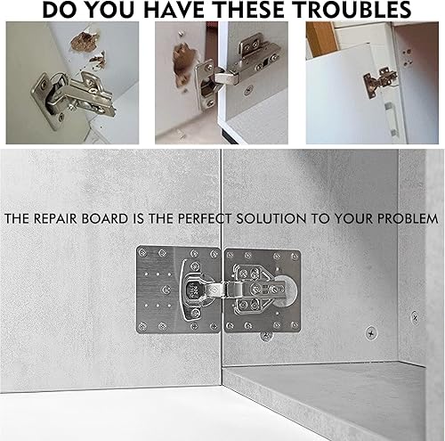 Miniatura 8 de 12 piezas de placa de reparación de bisagras, kit de placa de reparación de bisagras de gabinete de acero inoxidable, soportes de reparación de