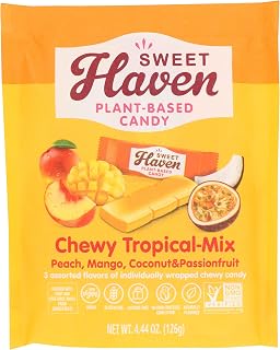 Sweet Haven Plant-Based Candy, Chewy Tropical-Mix, Naturally Flavored, Vegan Friendly, Gluten Free & Non-GMO, 4.44 Ounce (Pack of 6)
