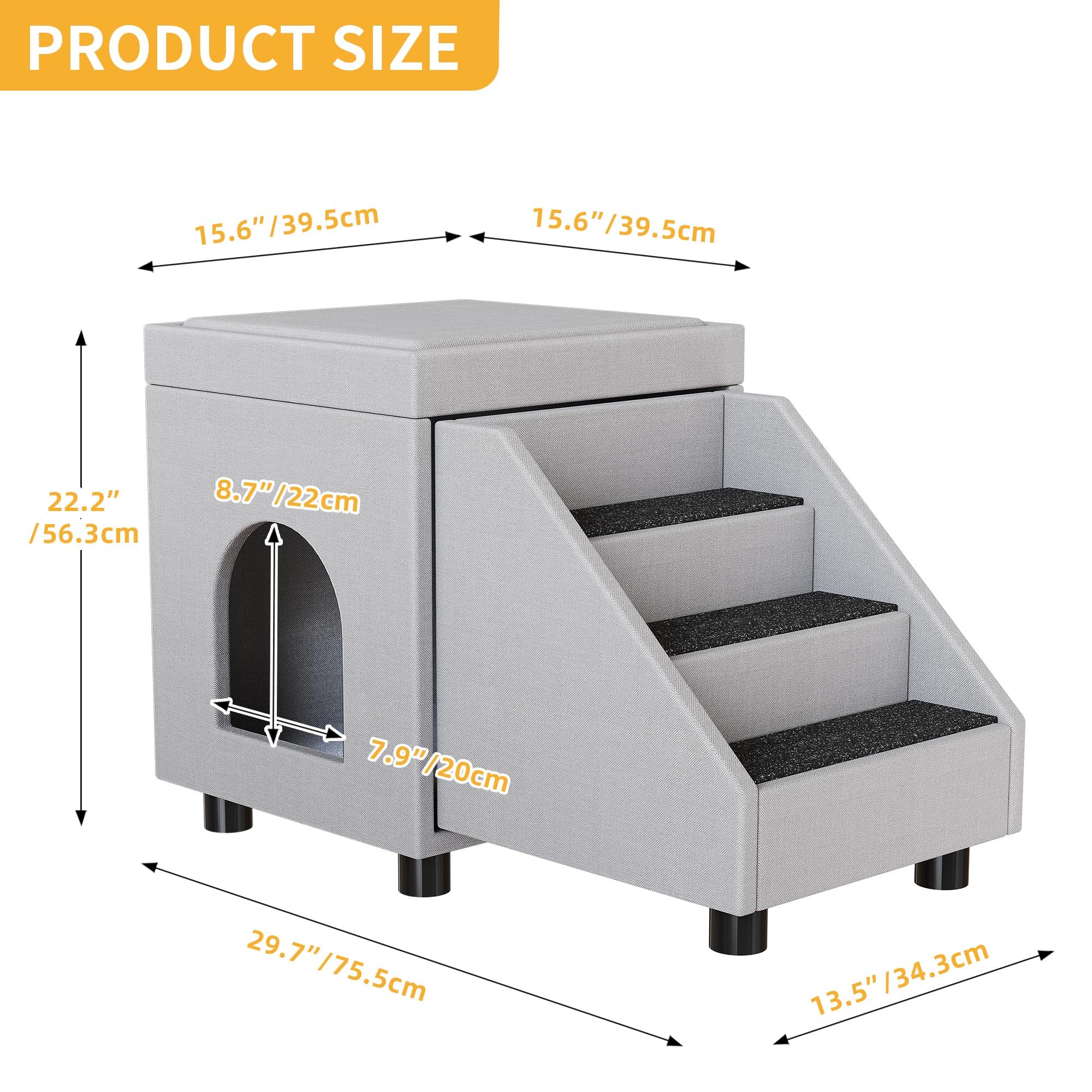 DWVO Foldable Dog Stairs & Cat Window Perch – Pet Bunk Bed For Small Dogs & Cats, Holds Up To 230 Lbs, Easy Storage