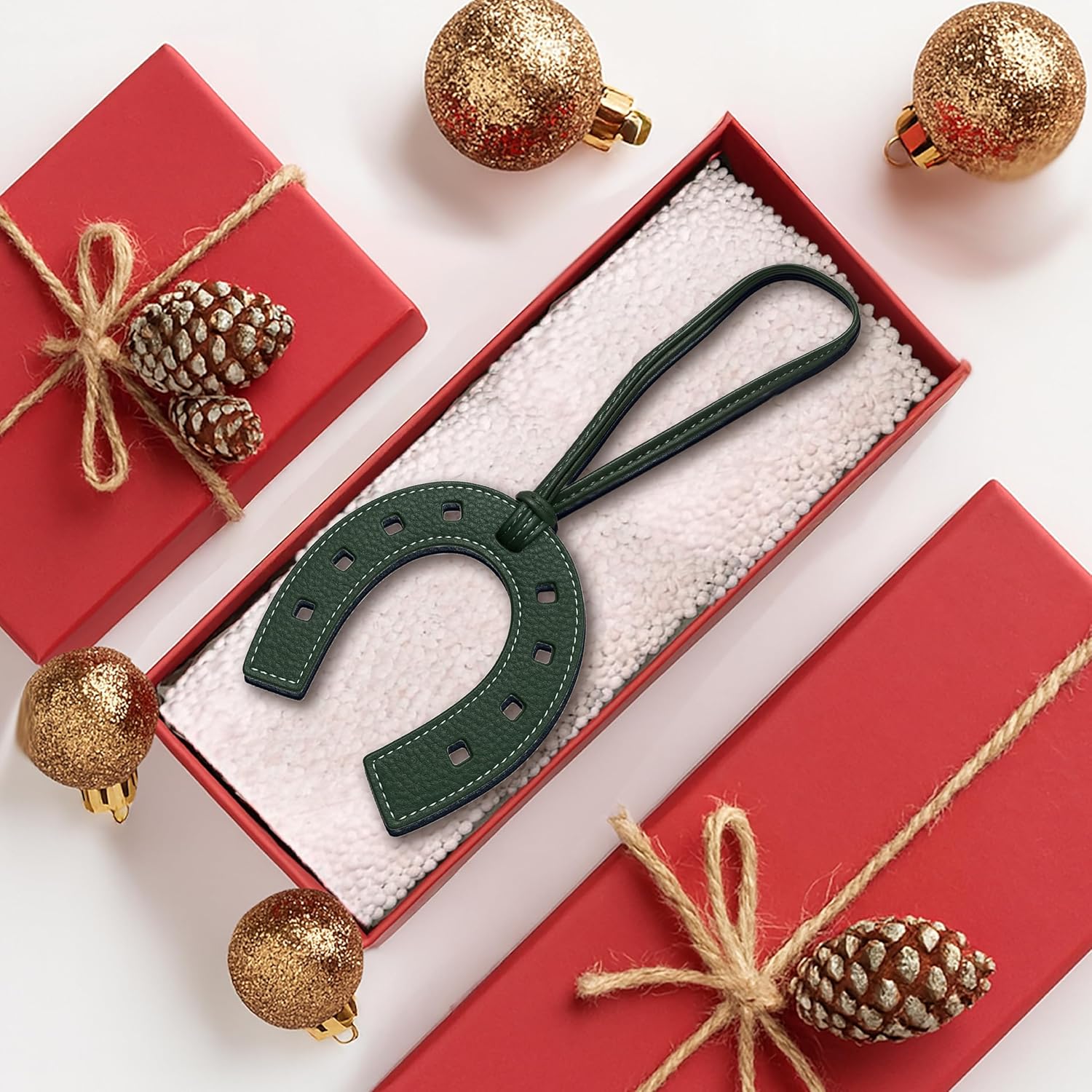 Lucky Leather Horseshoe Keychain Bag Charm, Western Purse Accessory for Handbag Wallet Backpack, Gift for Women - Image 6