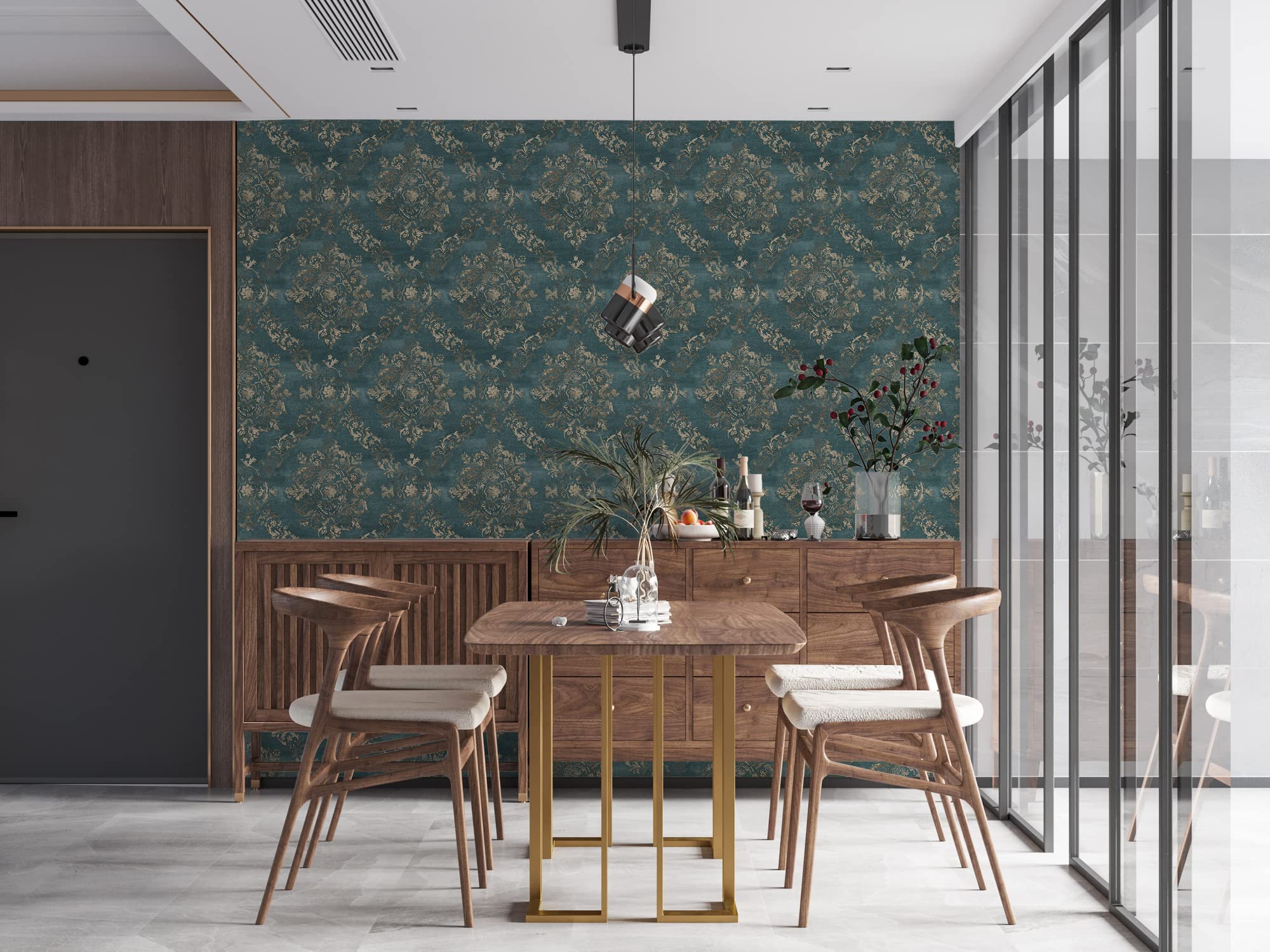 Livingwalls My Home My Spa barokowa tapeta niebiesko-beżowa 387073 do salonu, tapeta na flizelinie ornamenty, 10,05 x 0,53 m, wyprodukowano w Niemczech