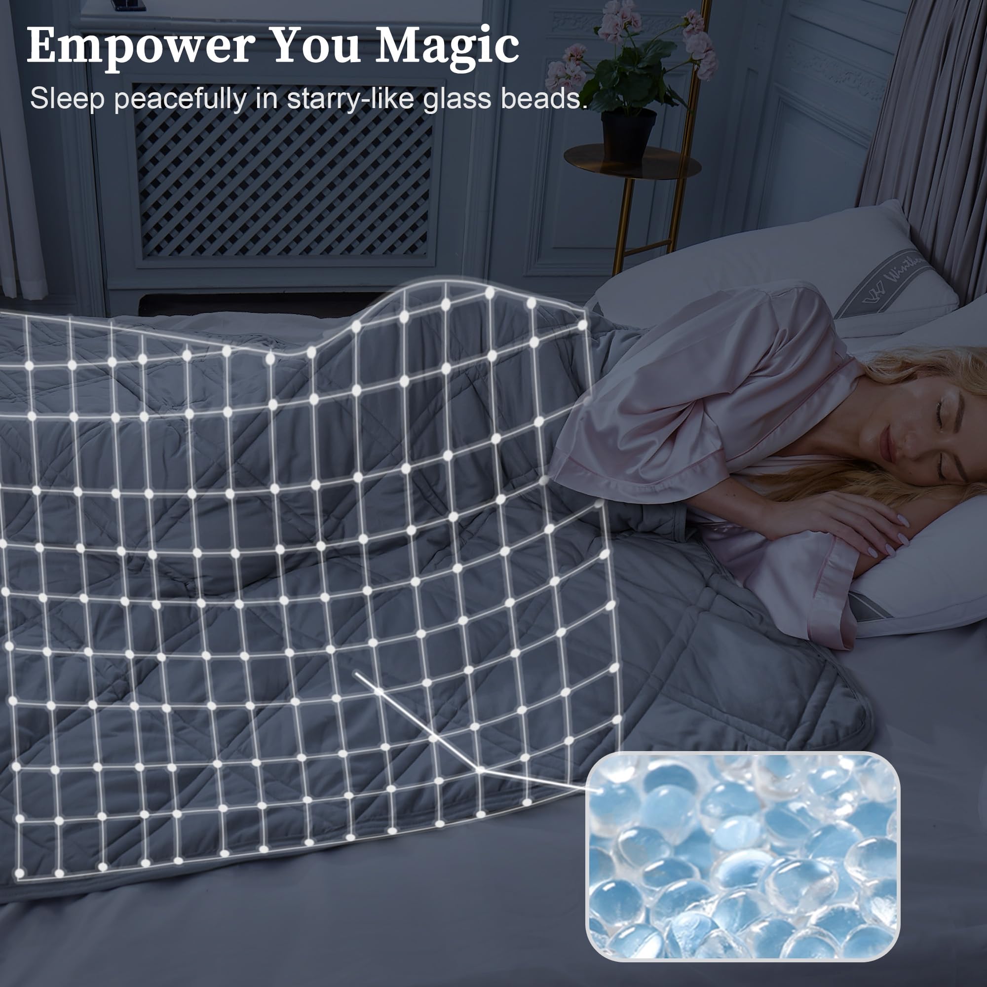 Winthome Coperta con peso 140 x 190 cm 7,2 kg con copripiumino, coperta con peso ansia, Weighted Blanket per un sonno profondo e un migliore relax, coperta ponderata per adulti (Patron Bianco)