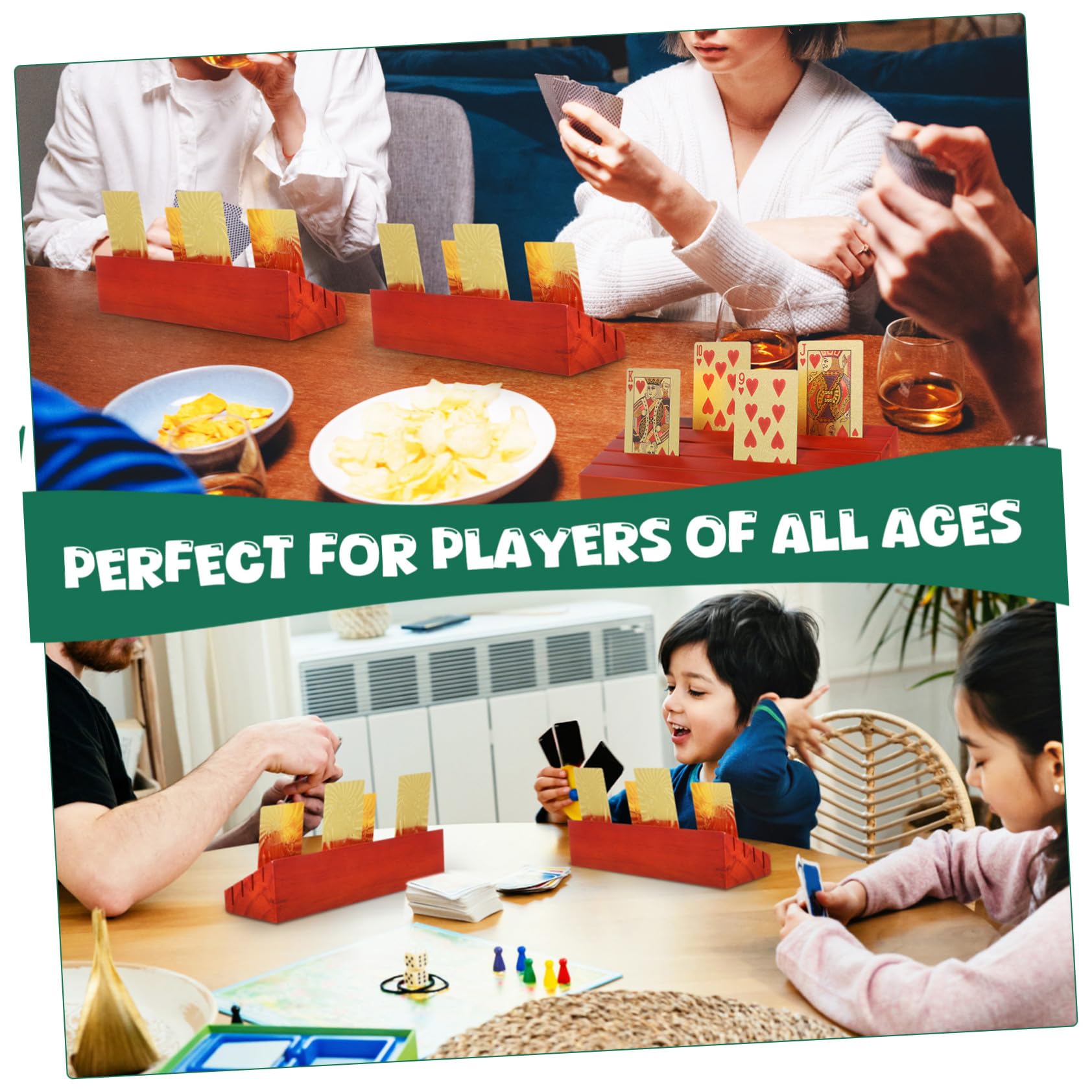 2 Stück Basis Für Spielkarten Karte Steht Spielkartenhalter Kartenspielhalter Kartenanzeigestand Kind Schwarz Hüllen Für Spielkartendecks Händler Zeigen Mehrere Kiefernholz Braun