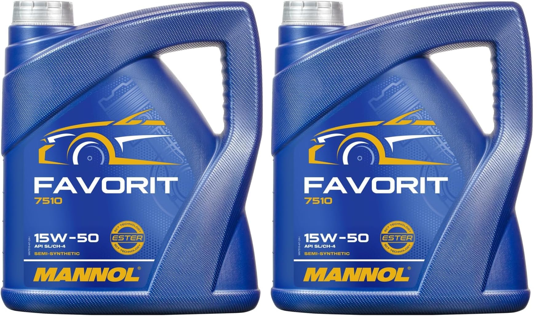 MANNOL | Aceite de Motor Favorit | MN7510-5 | 5L | SAE 15W-50 | API SL/CH-4 | Base Hidrosintética | Protección Antidesgaste y Alta Viscosidad | Compatible con Motores Gasolina y Diésel (Paquete de 2)