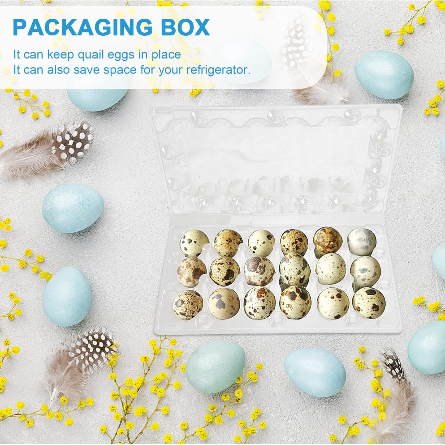 DOITOOL 18 Grids Quail Egg Cartons, 50 Pcs Small Eggs Cartons Egg Holders with Cover, Plastic Egg Tray for Refrigerator, Pigeon Eggs Storage