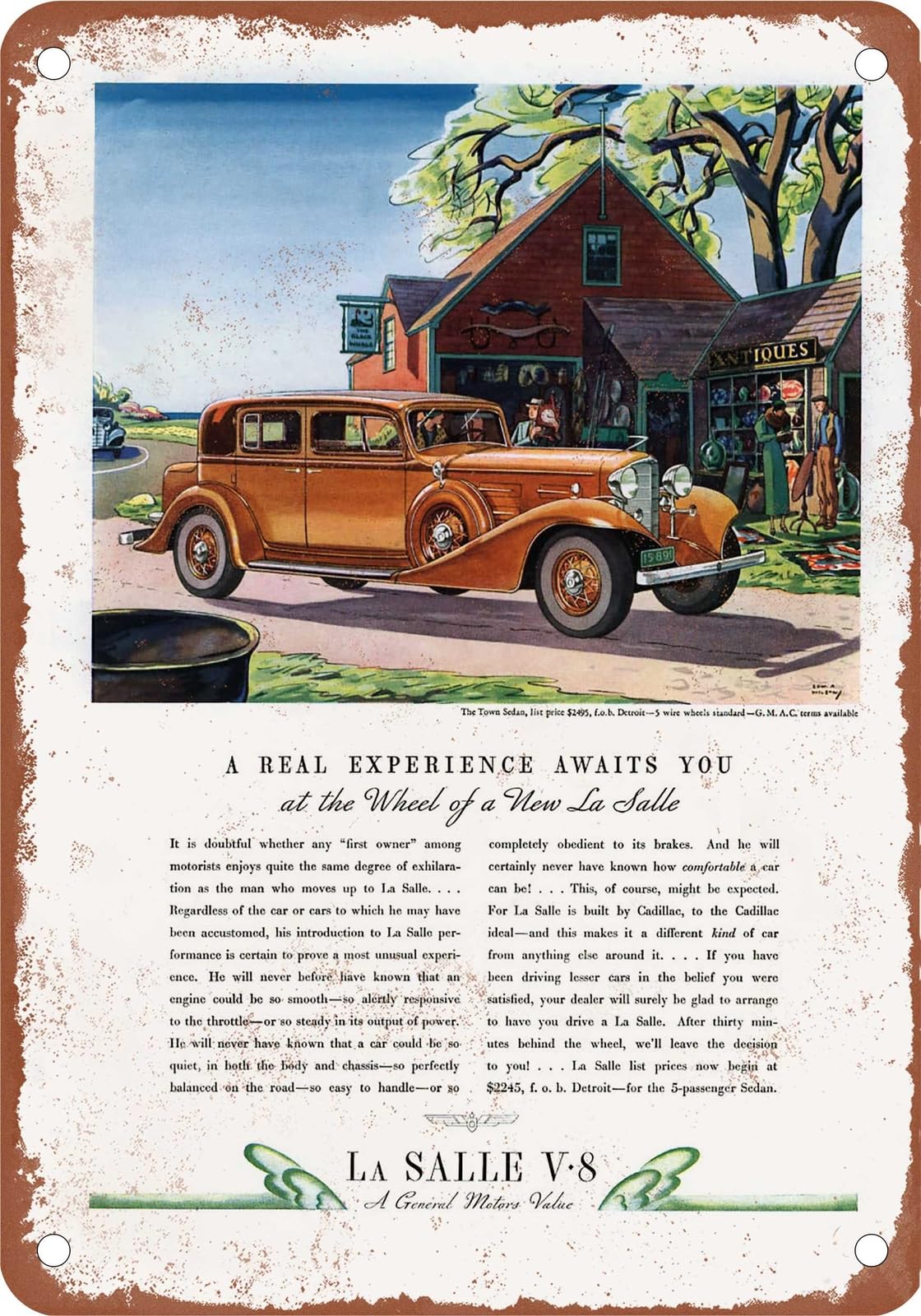 METAL SIGN - 1933 LaSalle Vintage Ad 01 - Old Retro Rusty Look home decor