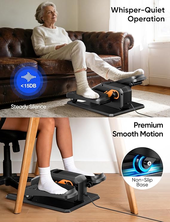 Under Desk Elliptical Machine Quiet Motorized Leg Exerciser with Smart Remote, 12-Speed Manual Programs Auto/3 Auto Programs LCD Display & Bidirectional Motion for Home/Office