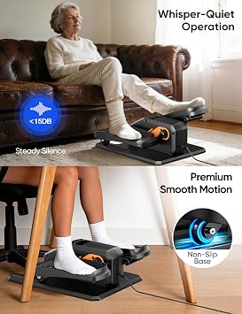 Under Desk Elliptical Machine Quiet Motorized Leg Exerciser with Smart Remote, 12-Speed Manual Programs Auto/3 Auto Programs LCD Display & Bidirectional Motion for Home/Office