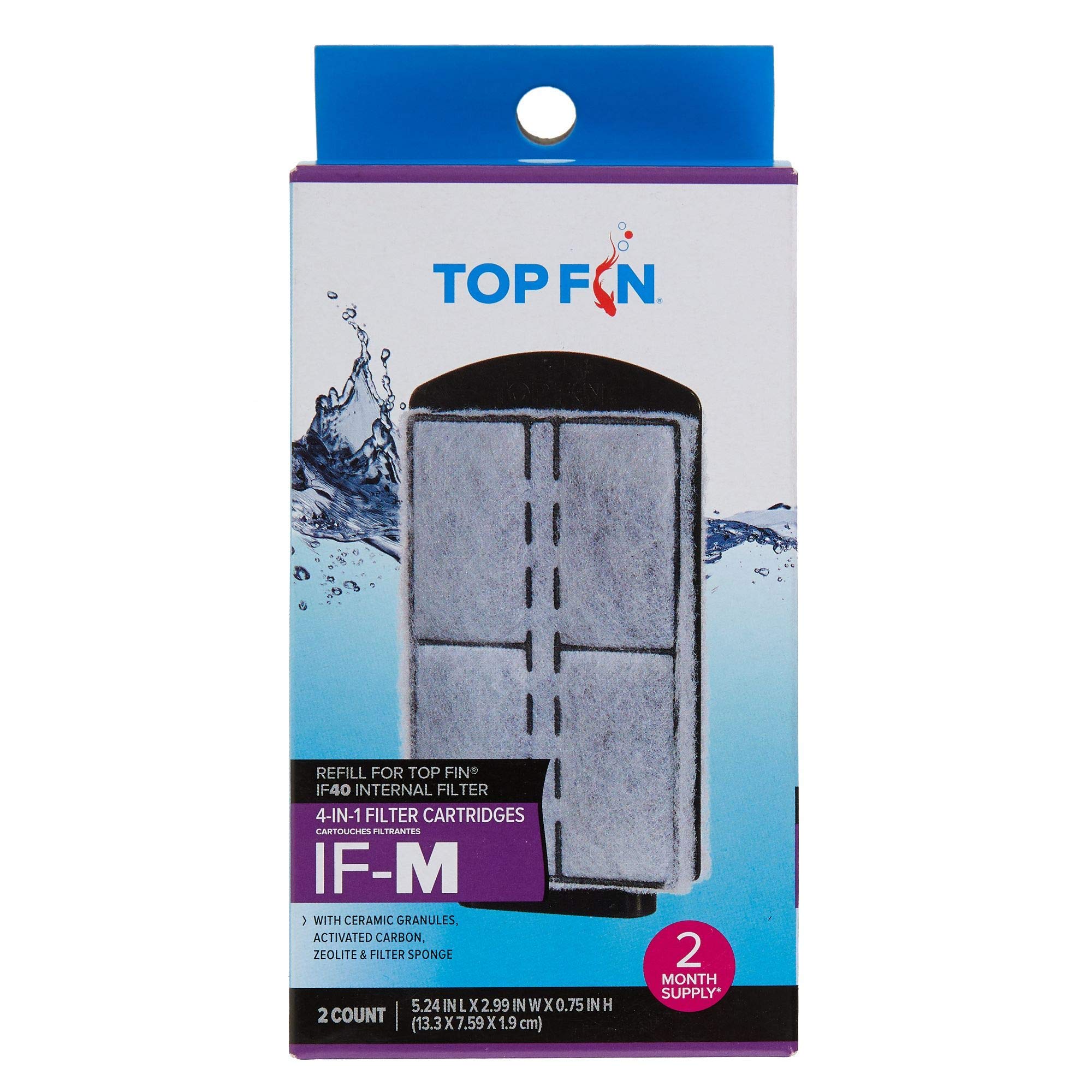 Top Fin 4 en 1 cartuchos de filtro interno IF-M (mediano) recambio para filtro interno IF40 (2 unidades)