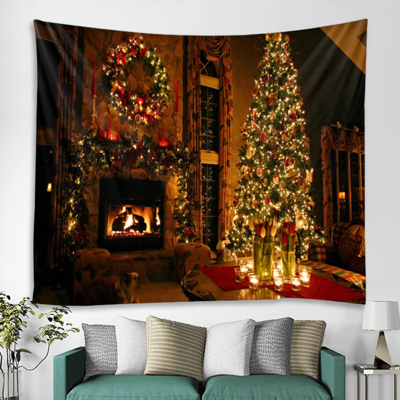 Amazon.co.jp: クリスマスツリー タペストリー カラー もみの木 壁掛け