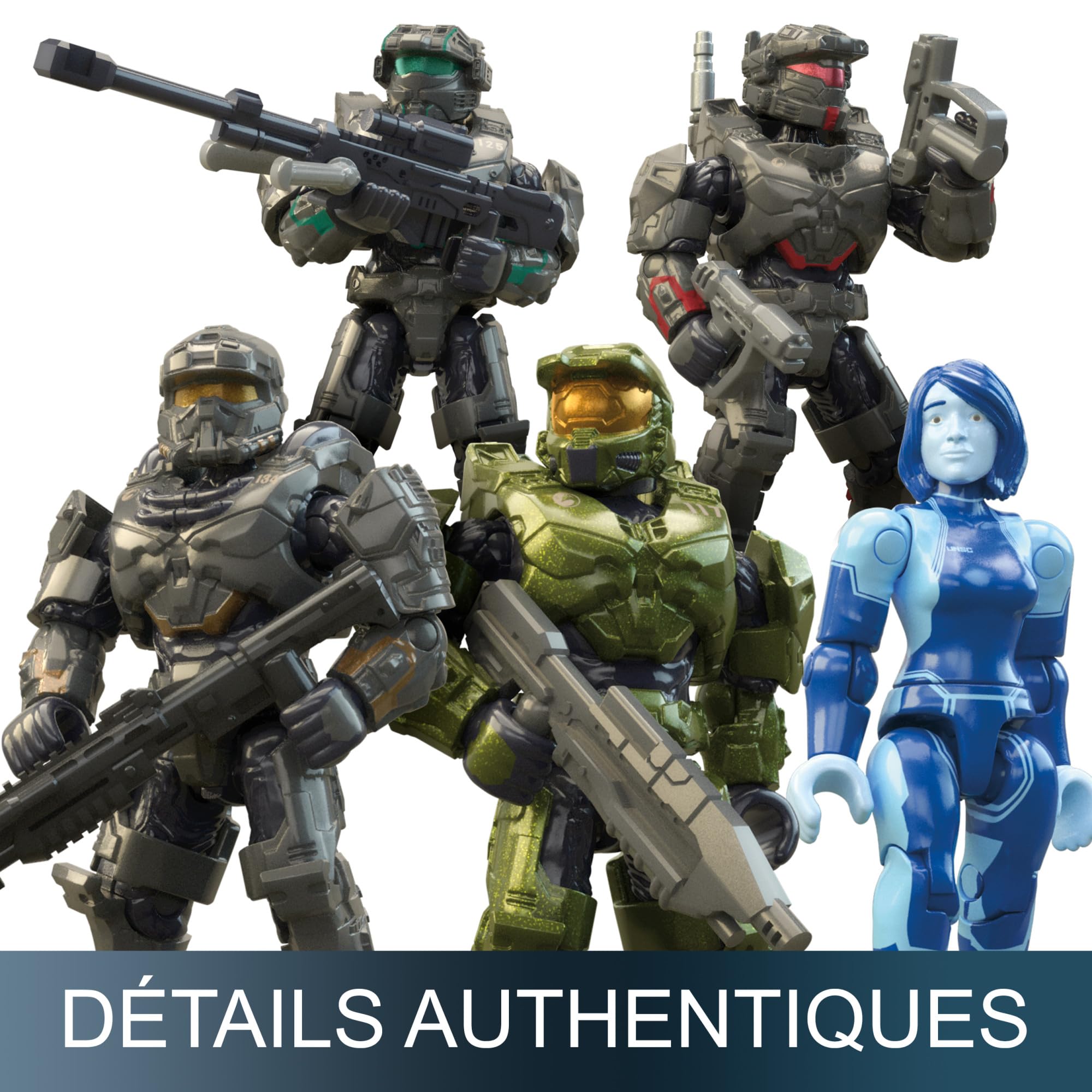 MEGA Halo Warthog FLEETCOM Coffret de construction de quad de 469 pièces avec 5 mini-figurines articulées et accessoires, HNC57