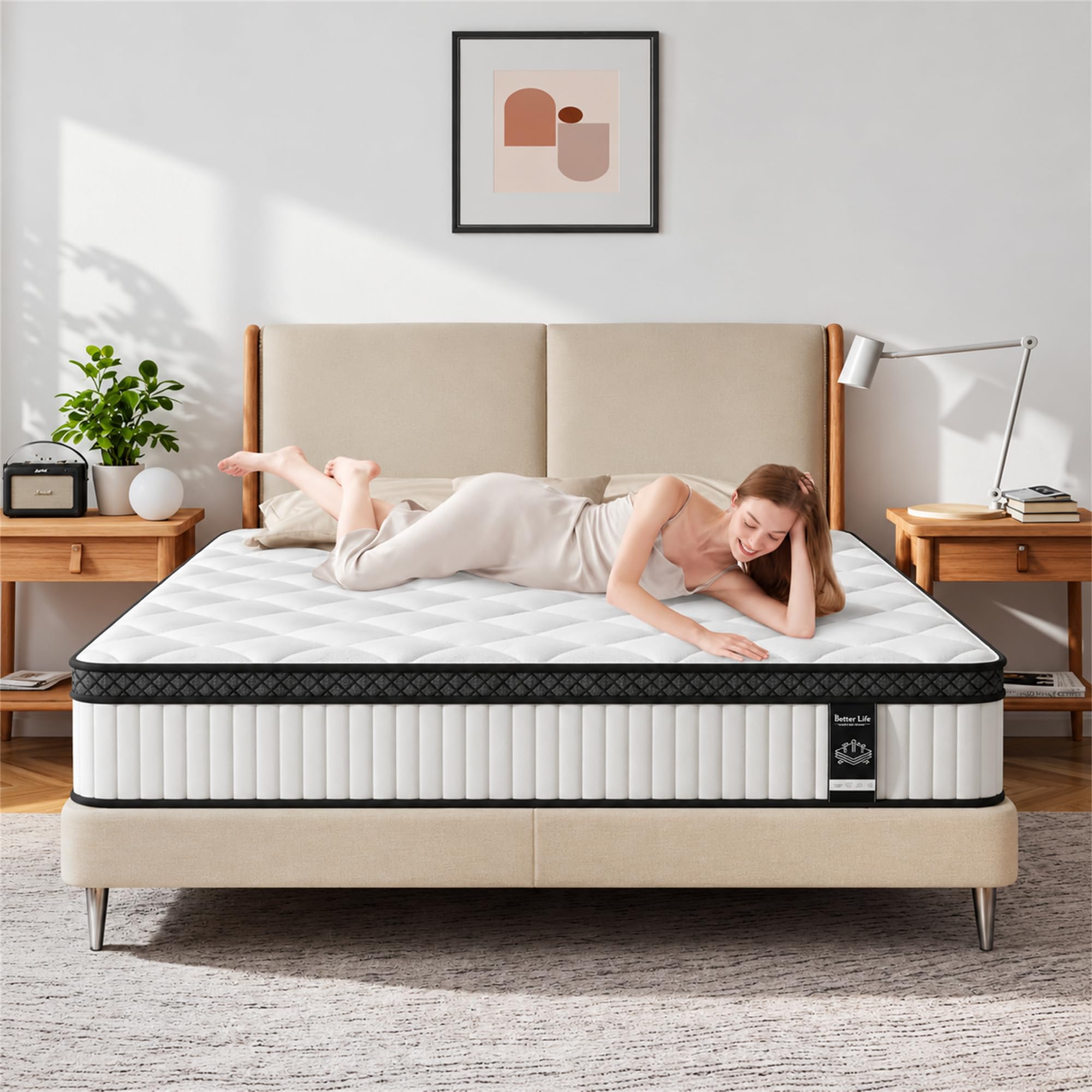 Photo 1 of PHYAIR Twin Mattress 10 Inch, Bed in a Box Hybrid with Gel Memory Foam & Pocket Springs, Medium Firm, Pressure Relief, Motion Isolation, Edge Support, Fiberglass Free, CertiPUR, White