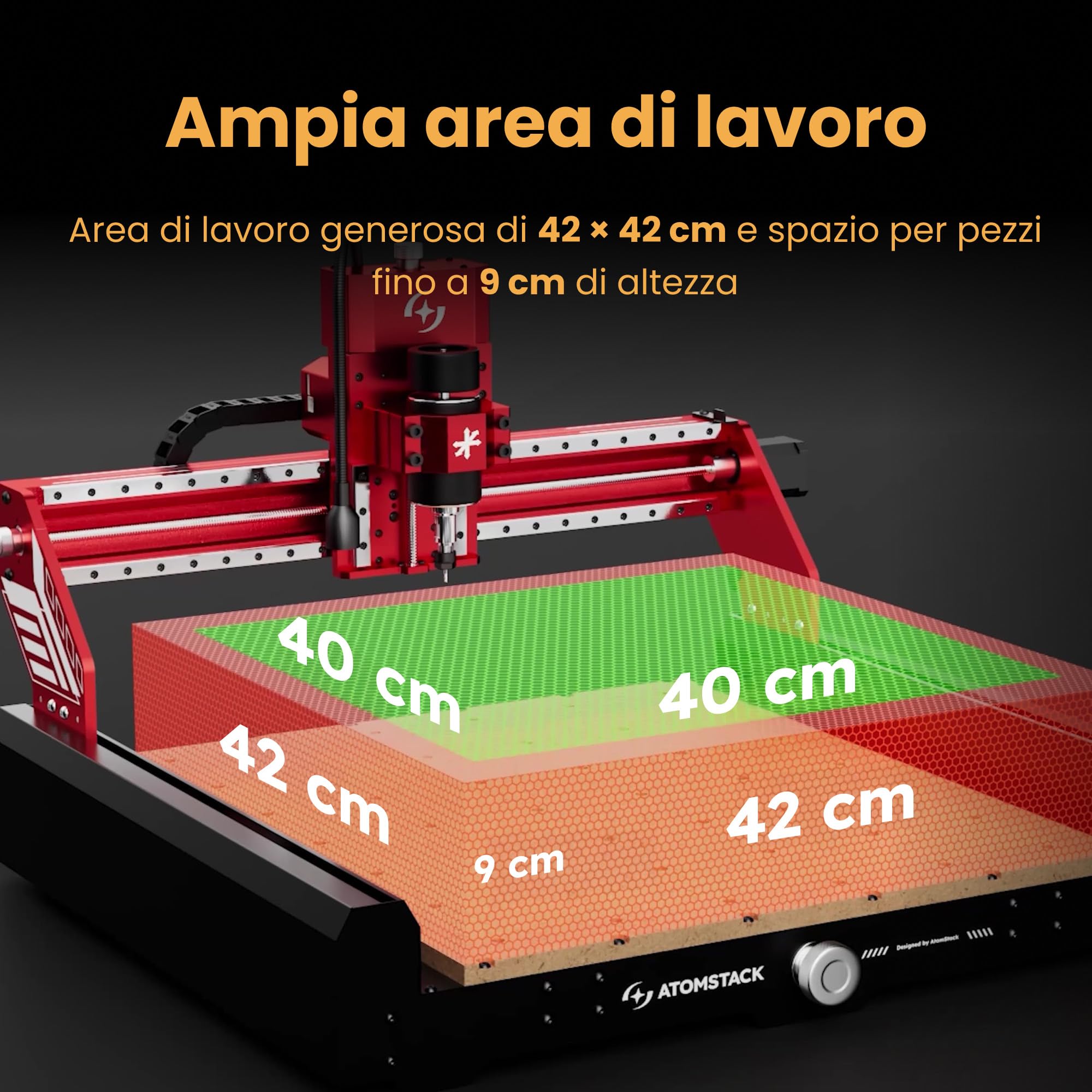 AtomStack C4 Pro, fresatrice CNC, supporto a 4 assi, 200 W, mandrino CNC fresatrice e incisione, 420 × 420 mm, controllo offline, per legno, plastica, alluminio, ottone