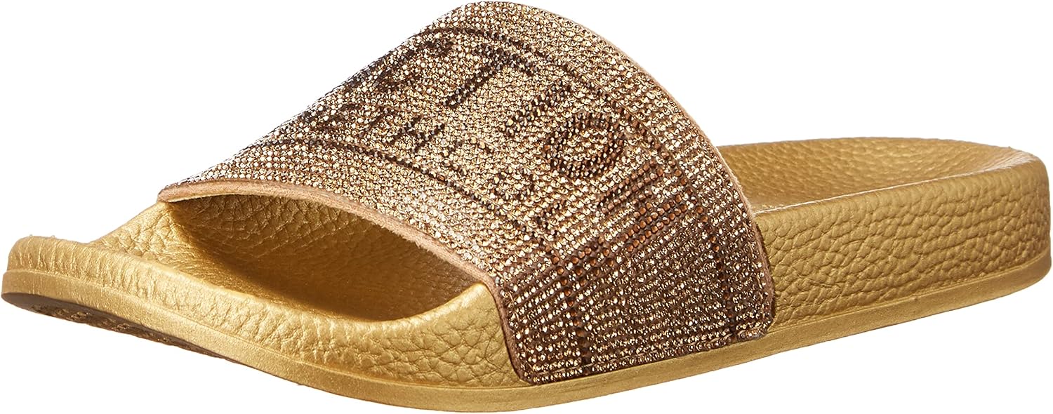 Kenneth Cole Reaction Women's Women's Screen Jewel Slide Sandal, Soft Gold, 8
