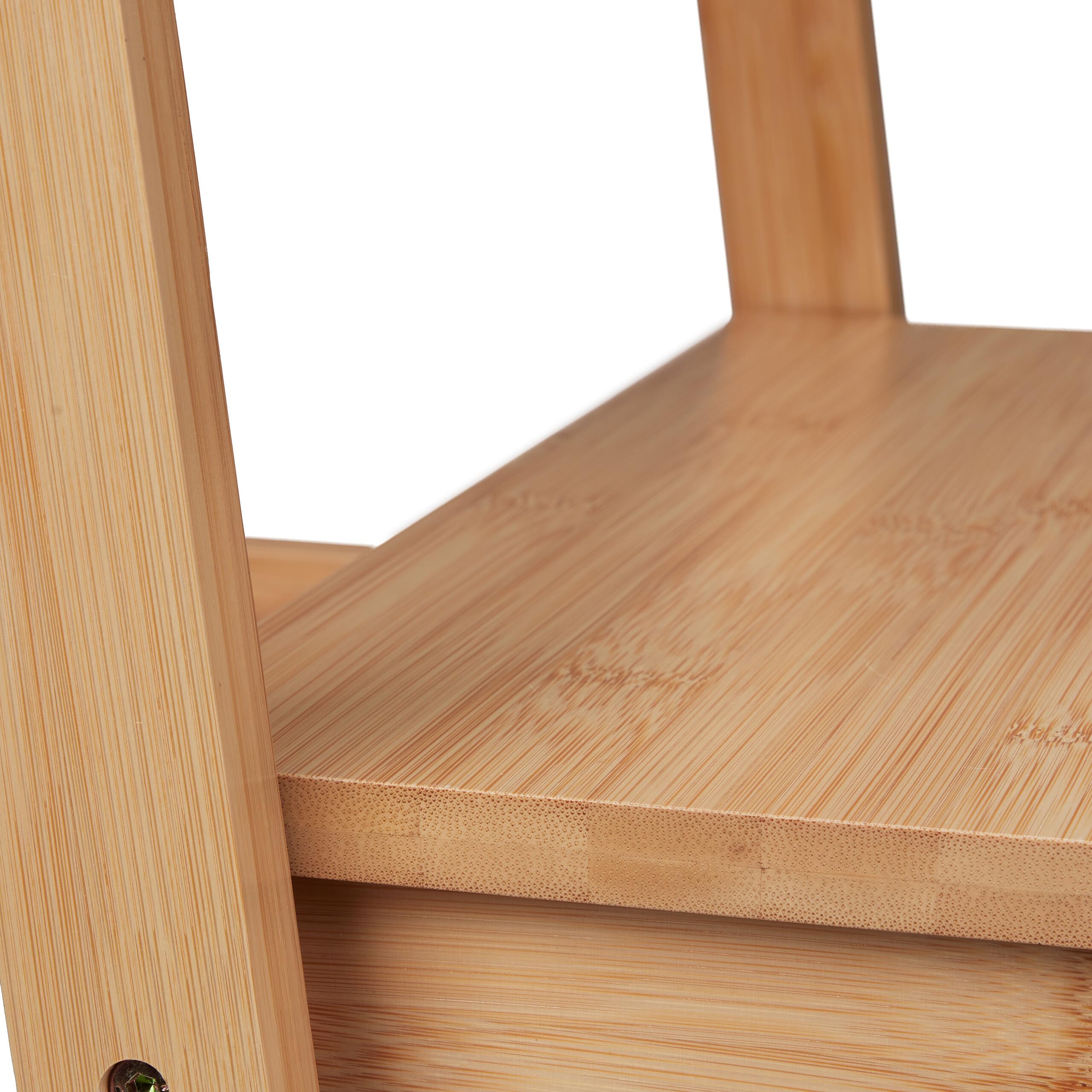 Relaxdays Taburete Plegable 2 Escalones 100 kg Bambú Natural 48 x 45 x 51 cm
