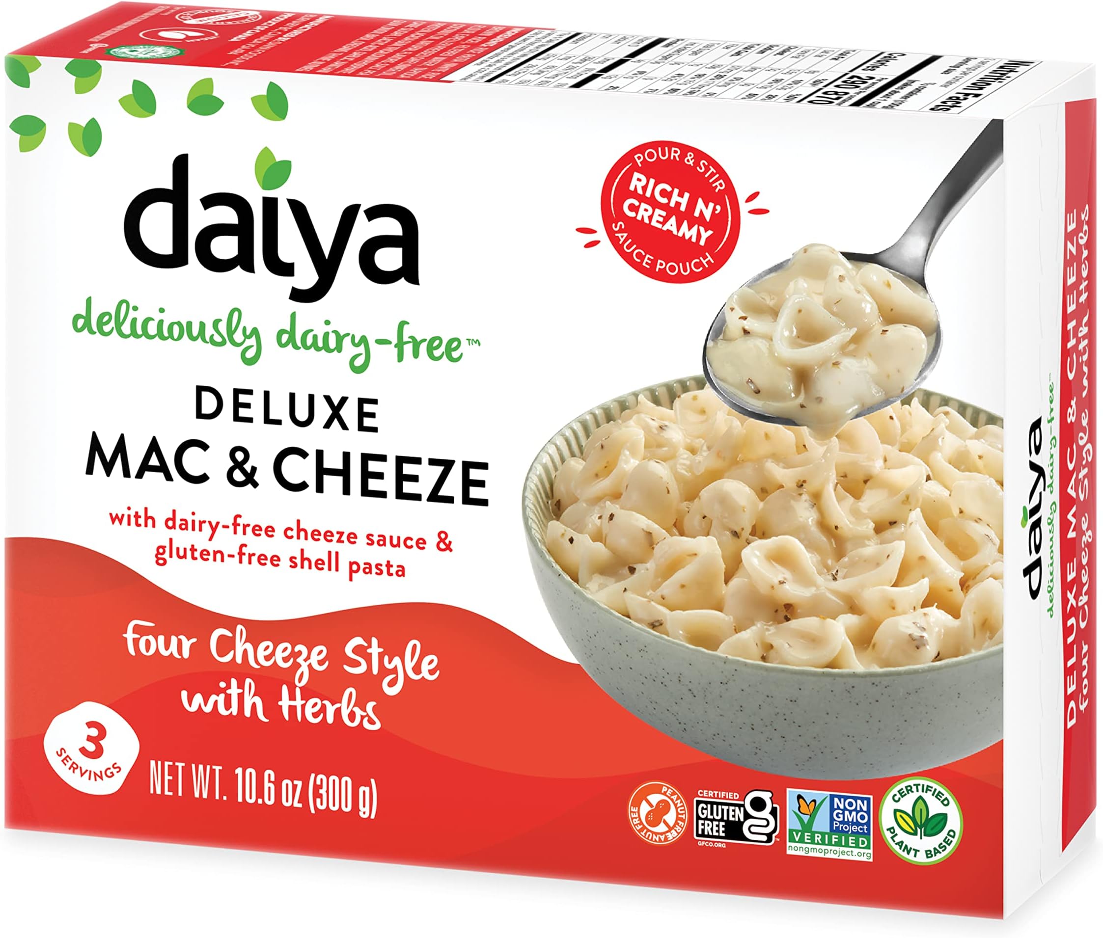 Daiya Four Cheeze Style with Herbs Deluxe Cheezy Mac - Dairy Free Gluten Free Vegan Mac and Cheese - 10.6 oz (Pack of 2)