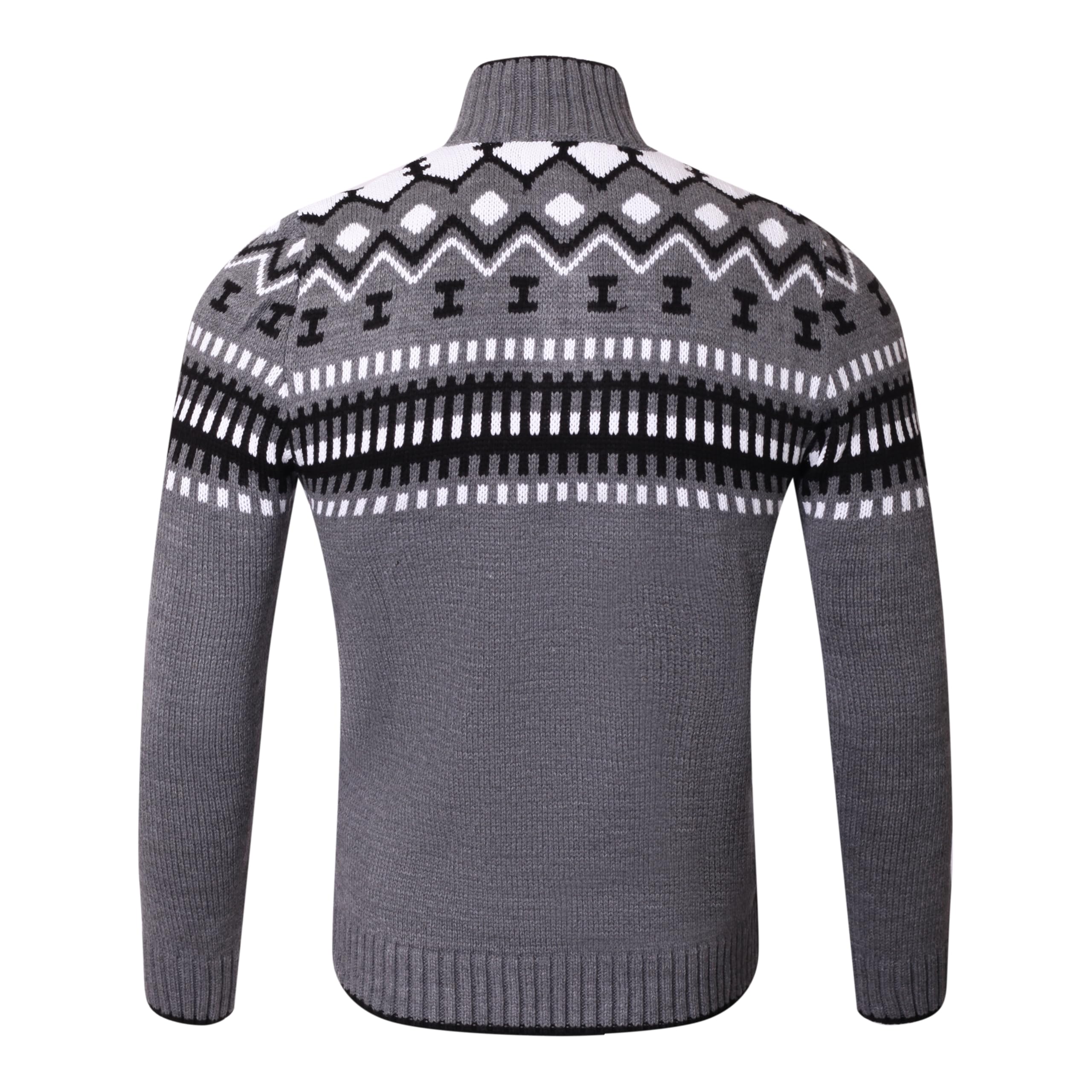 Reslad Suéter de punto para hombre con cremallera y cuello redondo para hombre suéter noruego RS-3110