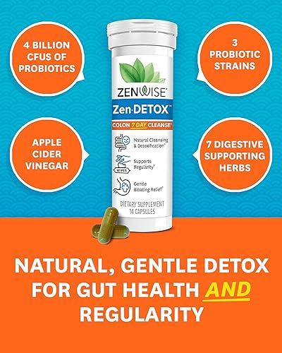 Miniatura 3 de Zenwise Health Limpieza de desintoxicación de colon de 7 días para la salud digestiva - Píldoras de desintoxicación intestinal para digestión y