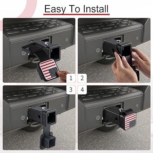 Miniatura 3 de SINGARO Cubiertas universales de enganche de remolque de bandera de 2 pulgadas, inserto de enchufe de tubo de cubierta de enganche de remolque,