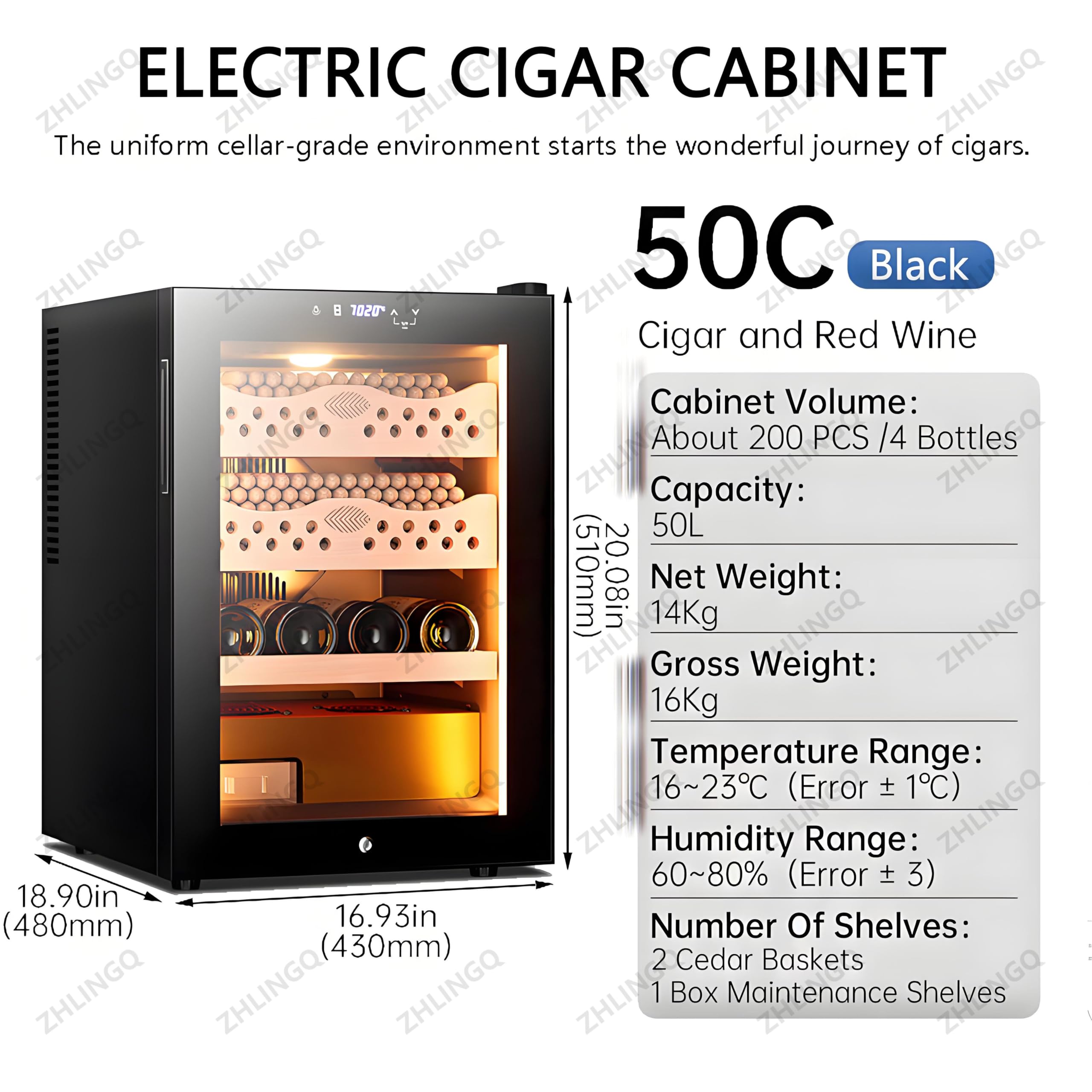 Elektrischer Zigarrenhumidor, Humidore, Zigarrenschrank, 200–300 Stück, Humidorschrank Mit Kühlung, Heizung Und Feuchtigkeitskontrolle, Für Männer, Väter Und Ehemänner, Zigarrenschrank Ciger+Wine