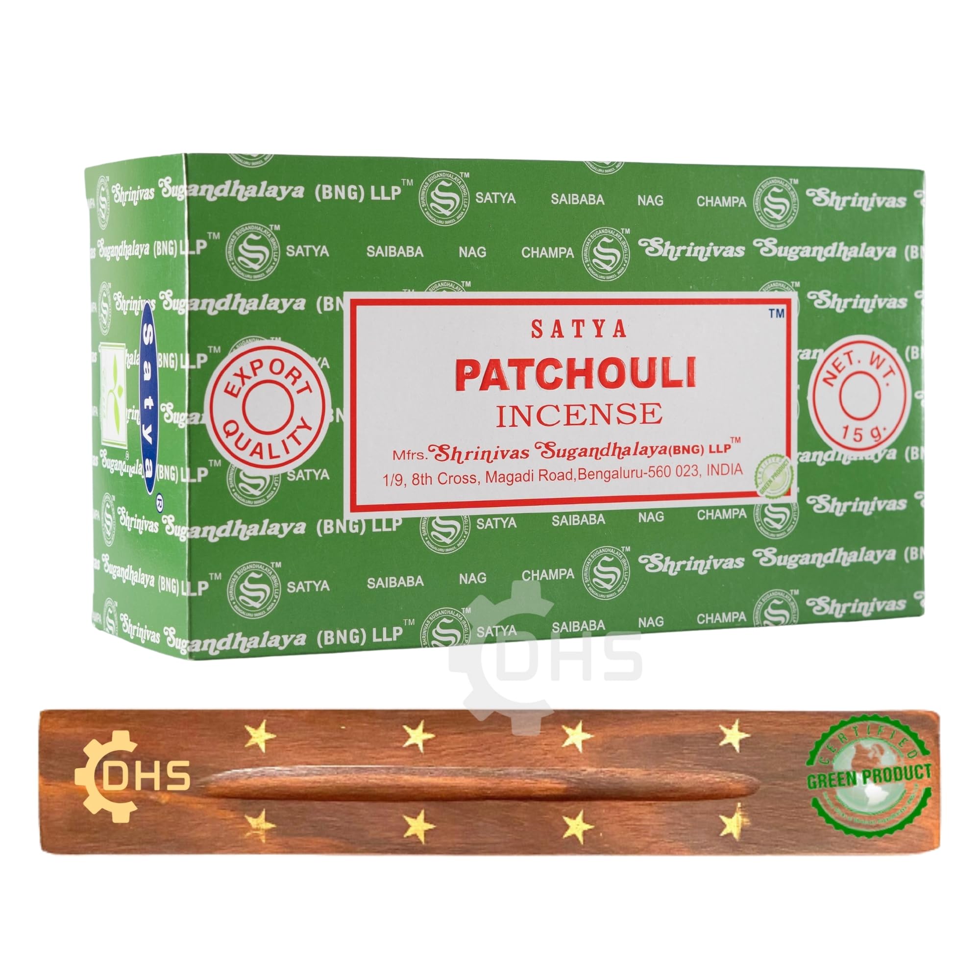 Dhs Satya Nag Champa Patchouli Incense Sticks | Full Box Of 12 | With Incense Stick Holder | Used For Aromatherapy, Yoga, Meditation, And Relaxation