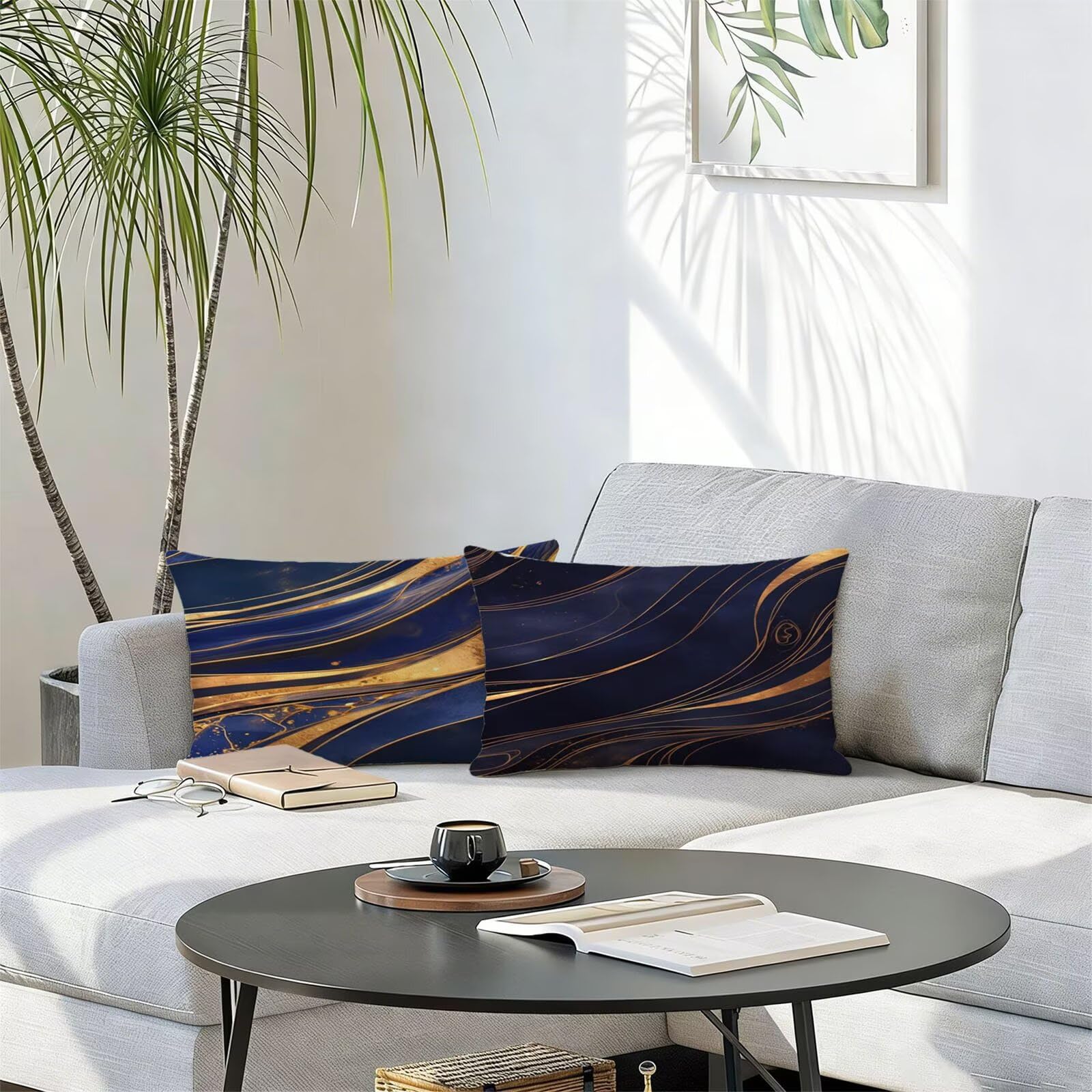 Générique Housse Coussin Exterieur Impermeable 30x50cm Abstrait Décoratif Taie d'oreiller Decoration Noir Housse de Coussin Exterieur Impermeable pour Salon de Jardin Lot 2. T-4253