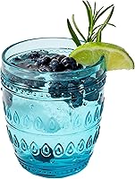 Vista 11 de Euro Ceramica Fez Collection - Juego de 4 vasos y cristalería, 14 onzas, diseño de mandala, transparente