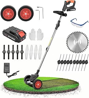 FEETE Weed Wacker, 21V 2Ah 3-in-1 Li-Ion Cordless String Trimmer w/3 Types Blade, Lightweight Battery Powered Folding String Trimmers, Height Adjustable Weed Eater for Garden and Yard (Black)
