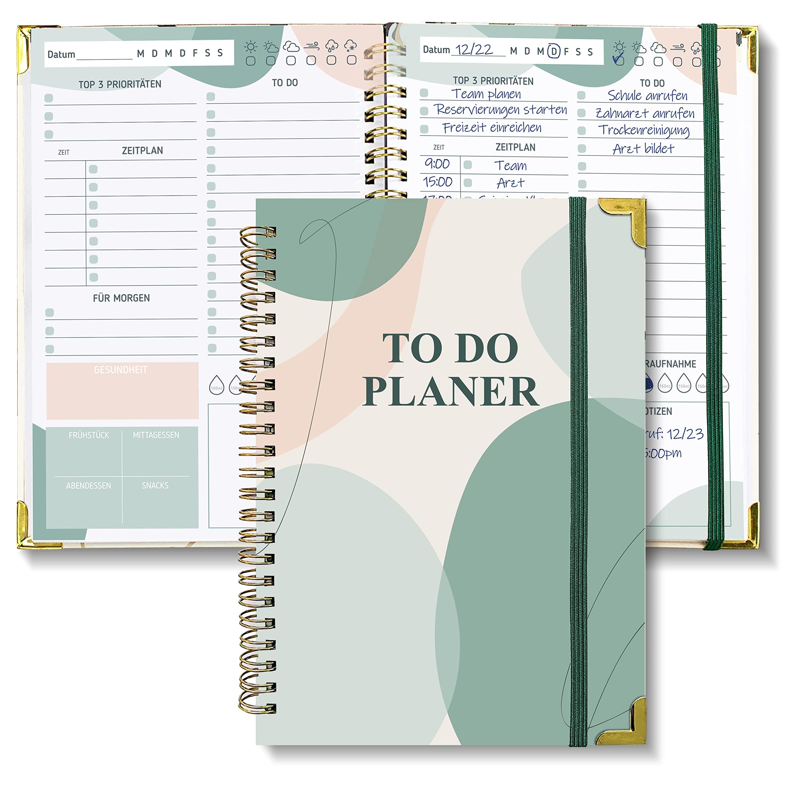 BIROYAL Agenda Hebdomadaire Non Daté A5 - Planning Avec Tâches, Notes Et Habit Tracker - Couverture Rigide, 52 Semaines