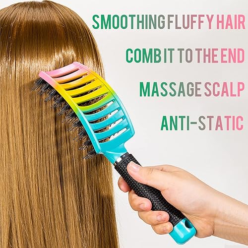 Miniatura 4 de Cepillo desenredante de cerdas de jabalí, cepillo desenredante, cepillo para desenredar, cepillo de cerdas de jabalí, peine flexible para