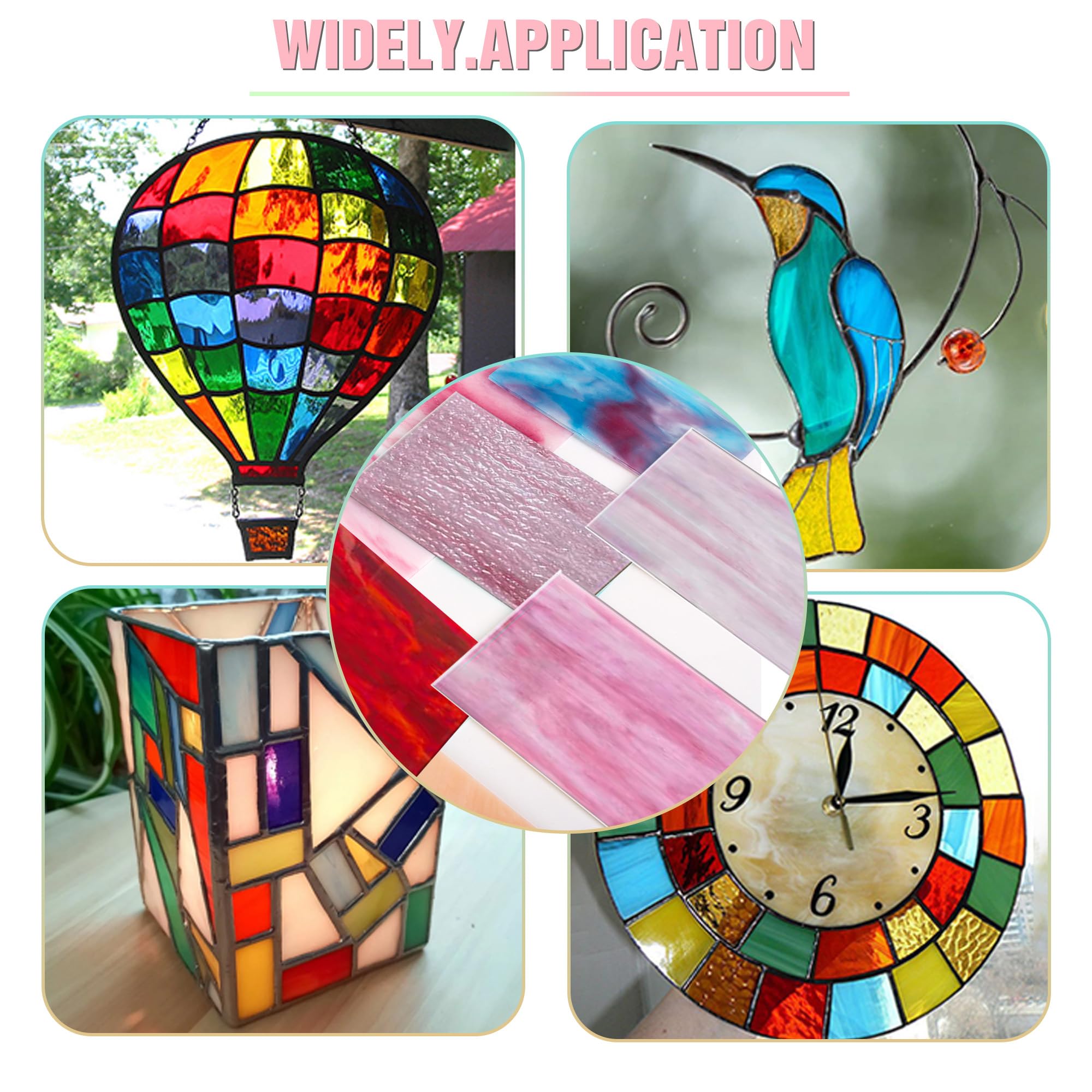 Paquete de 17 hojas de vidrieras, vasos de catedral de 6 x 4 pulgadas, vidrio de arte catedral para manualidades y suministros de mosaico, colores iridiscentes para bricolaje en el hogar