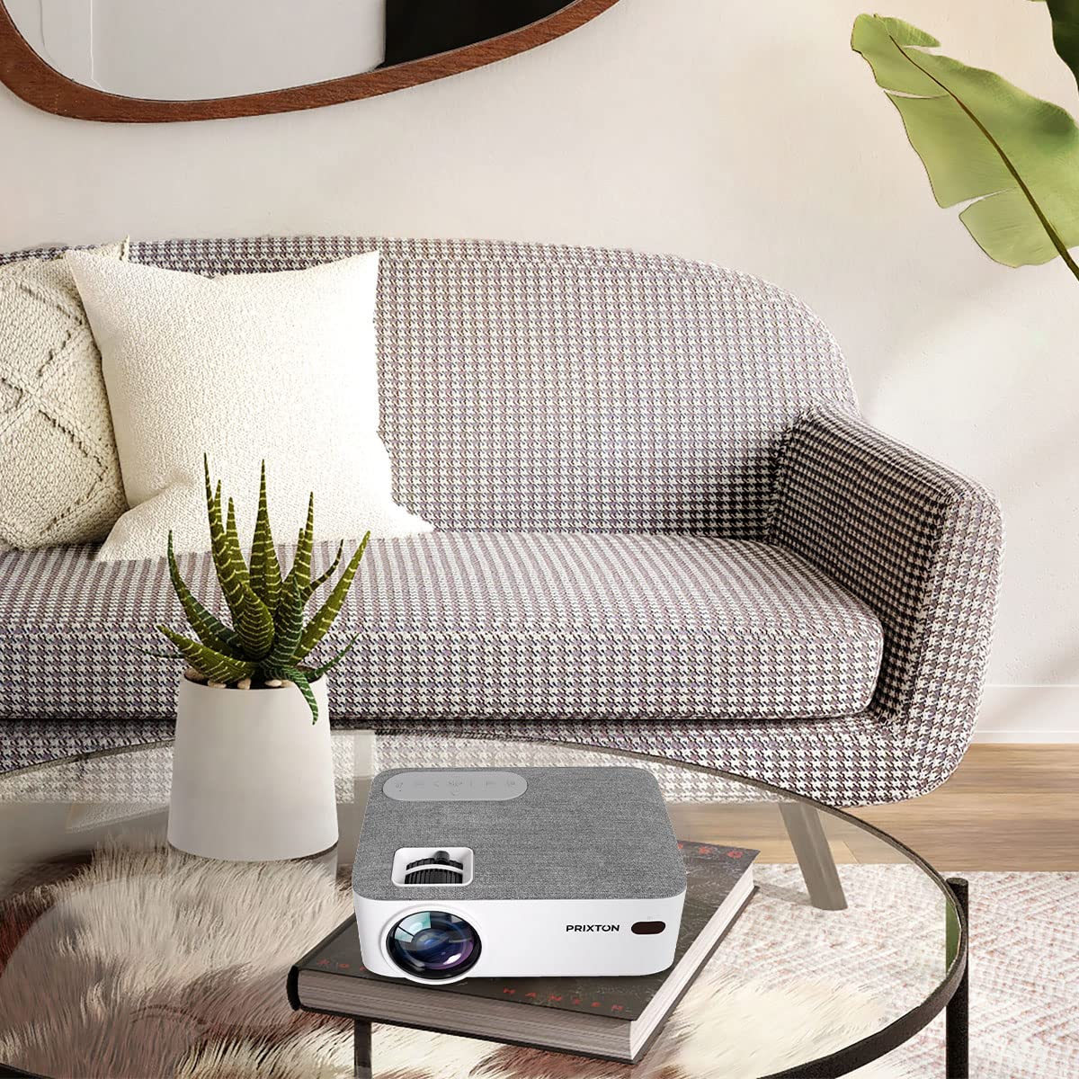 PRIXTON Proyector portátil Lumière Full HD, 5.000 Lúmenes, Conexión HDMI/USB/MicroSD/Aux in/AV in, Altavoces Integrados, Mando a Distancia Incluido, Blanco