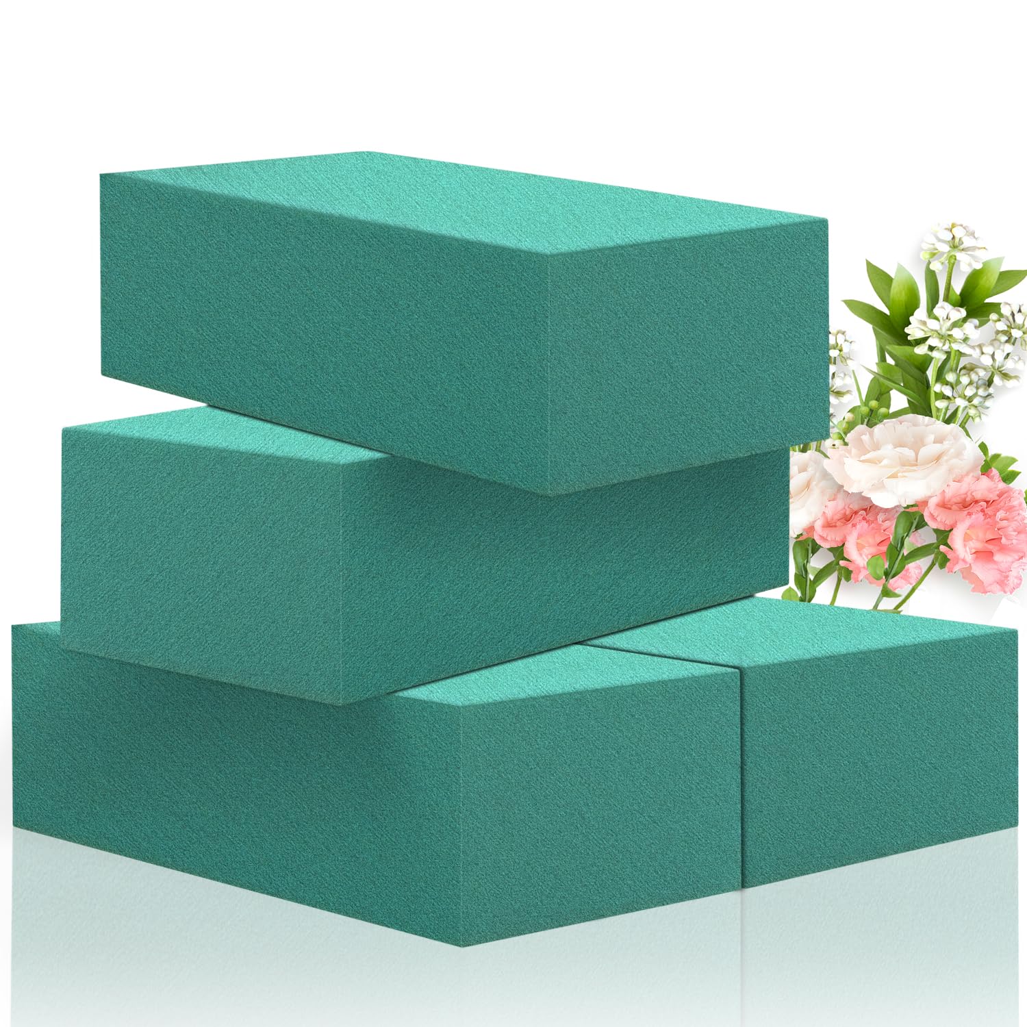 Floral Foams Blocks 4Pcs (7"L x 3.5"W x 2.1''H) SUPKING Green Wet Dry Flower Foam Bricks Large Florist Plant Foam for Artificial and Fresh Flower Arrangement