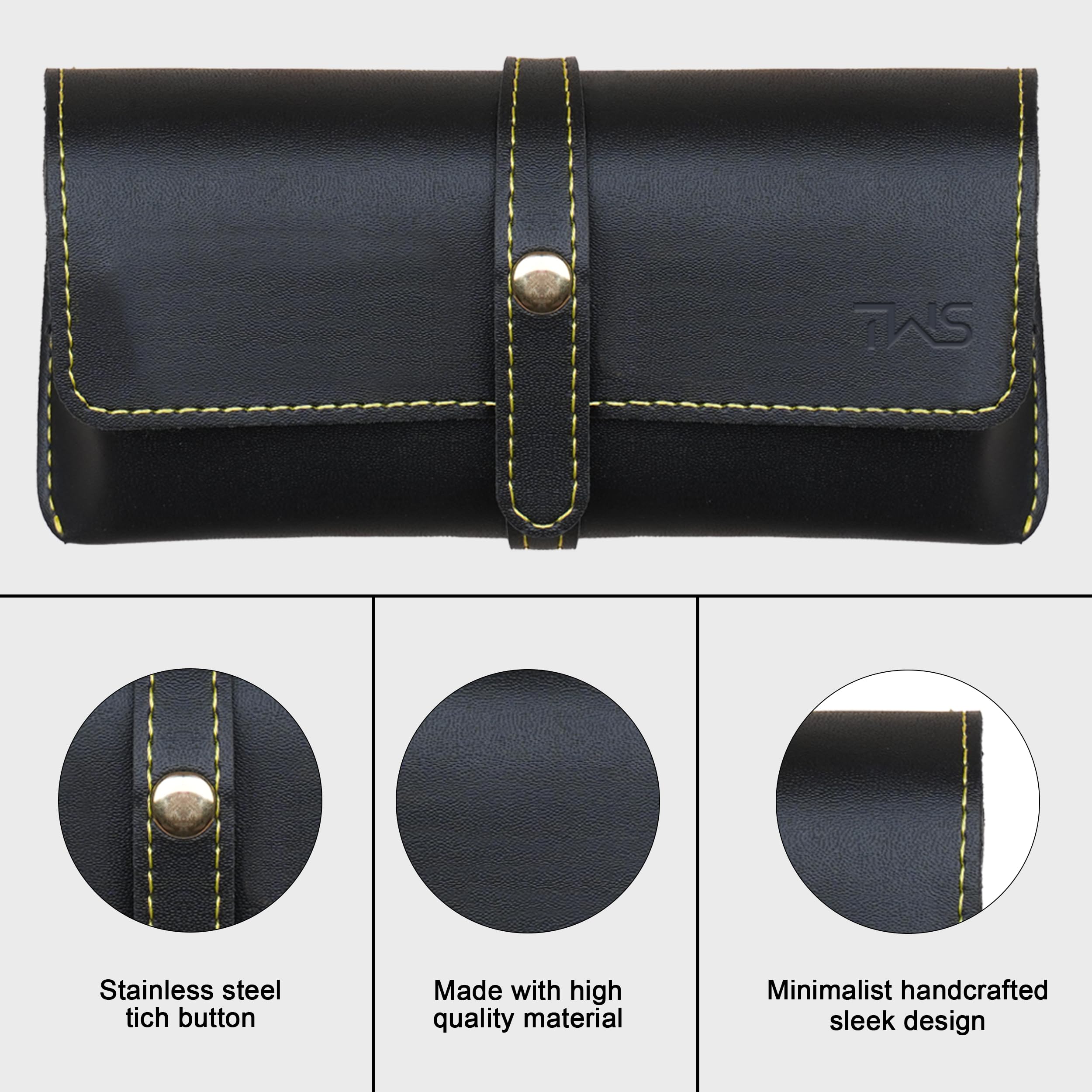 The Wallet Store Leather Eyewear Case for Men & Women Specs Cover - Black