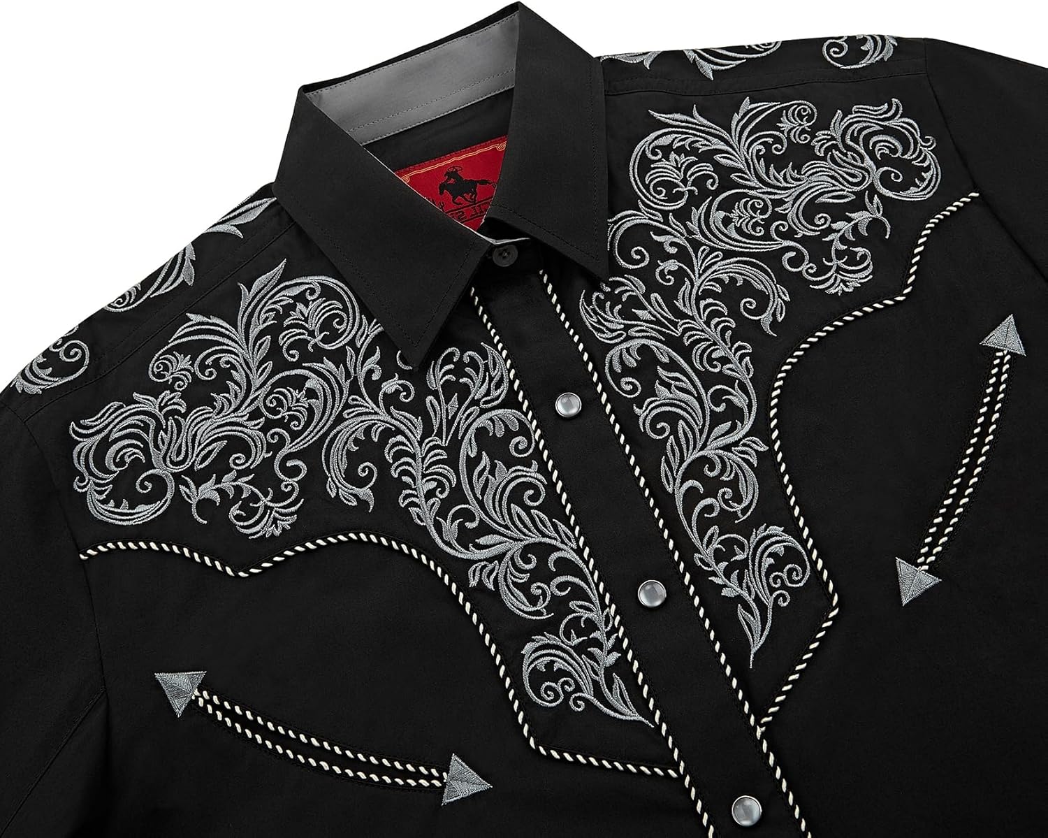 Men's Western Cowboy Shirt Embroidered Exquisite Long Sleeve Regular Fit Snap Button Down Shirts with Embroidery - Image 4