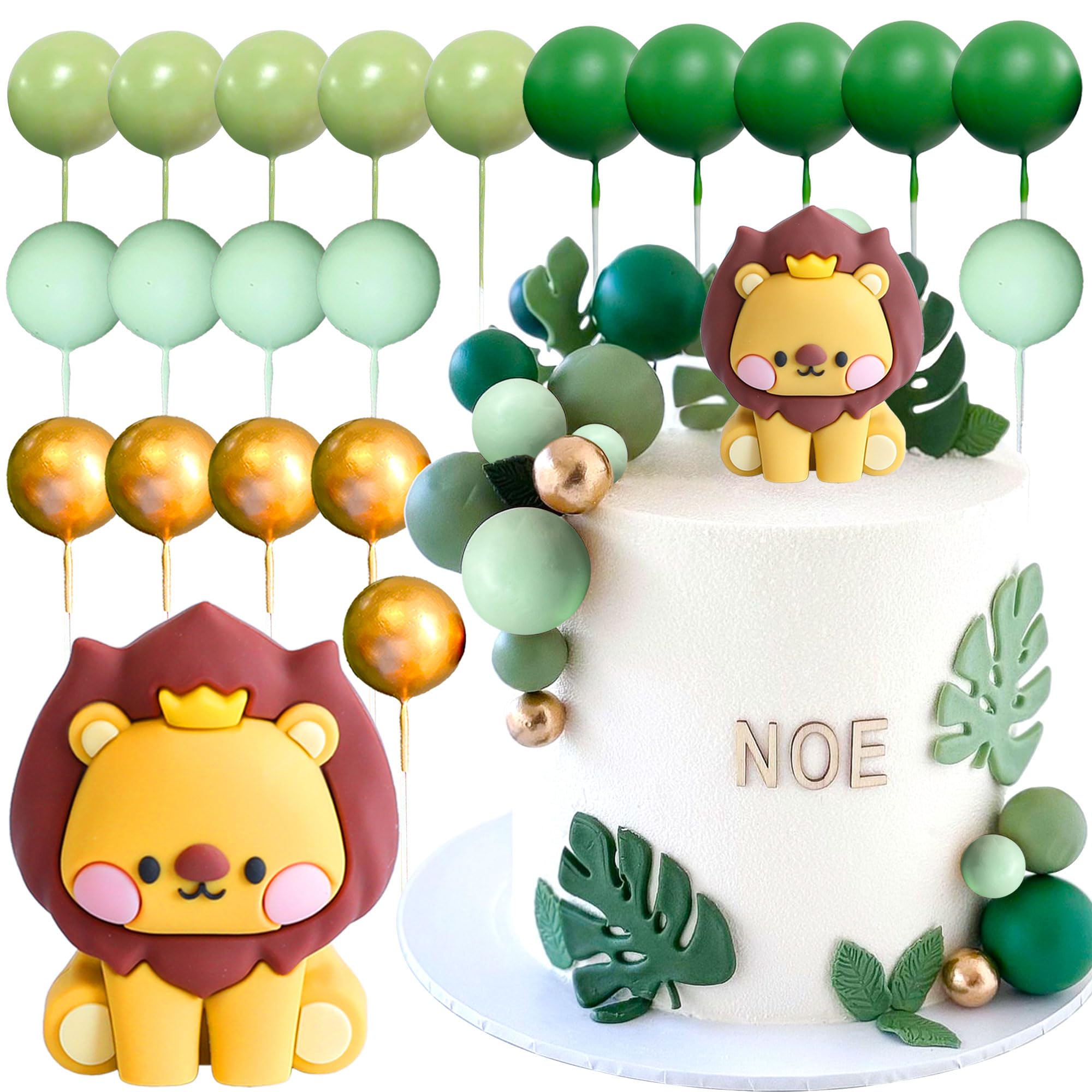 JeVenis Lion King Cake Toppers Lion Birthday Decorations Safari Animal Cake Toppers Safari Cake Decorations Wild One Cake Topper Jungle Baby Shower Cake Topper